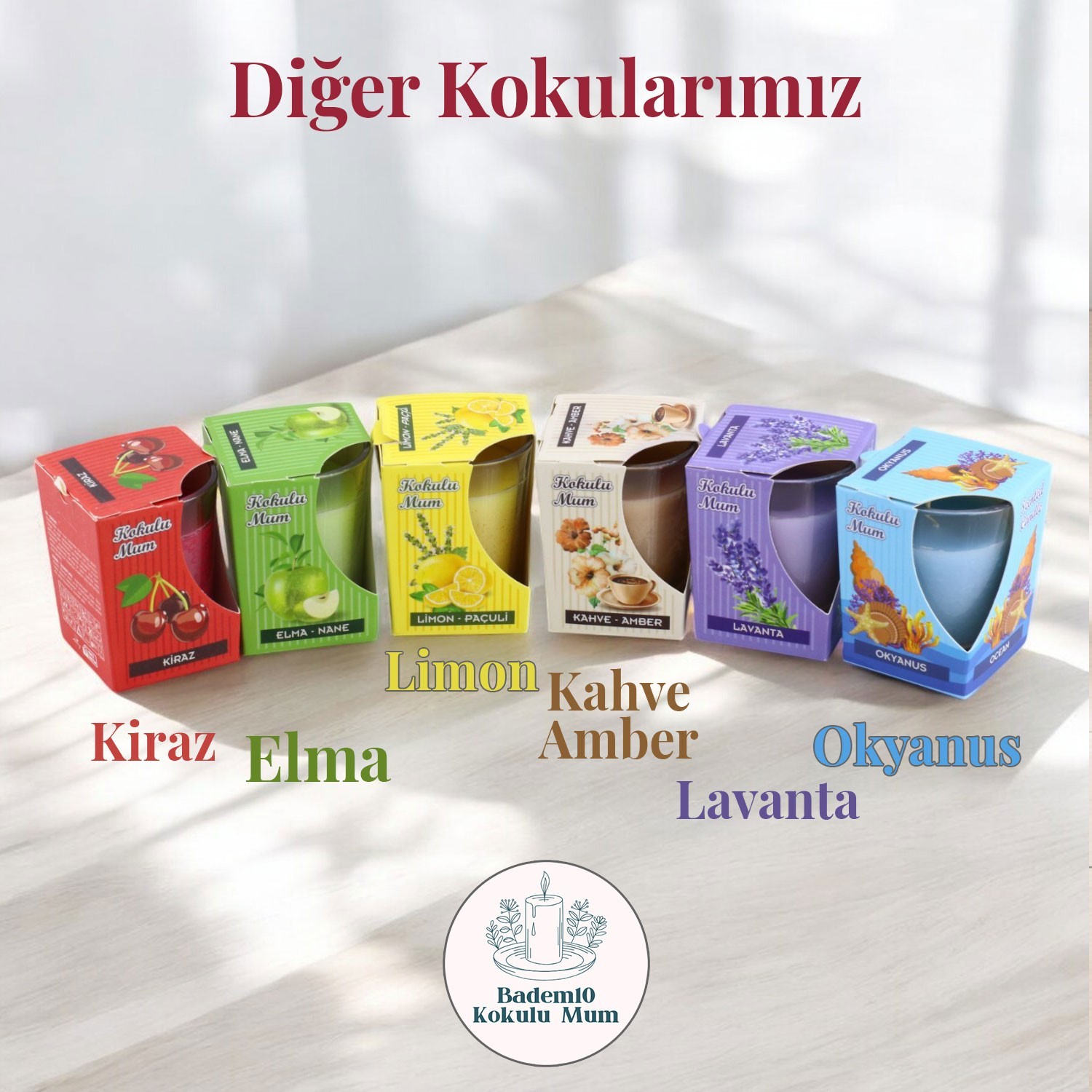 Kokulu Mum Dekoratif Mini Cam Kavanoz Bardak Mumluk Kandil Kırmızı Hediyelik Kiraz Kokulu Mumlar