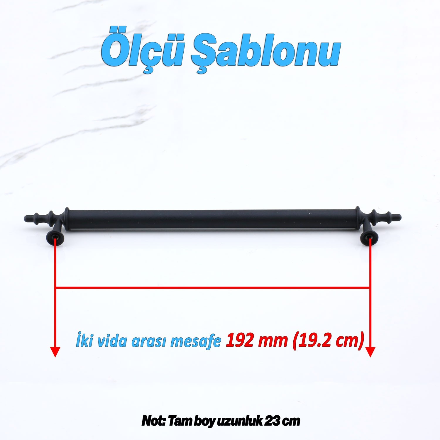 Ovacık Metal Siyah Kulp 192 mm Mobilya Çekmece Mutfak Dolabı Dolap Kapak Kulpları Kulb Kulpu 19.2 cm