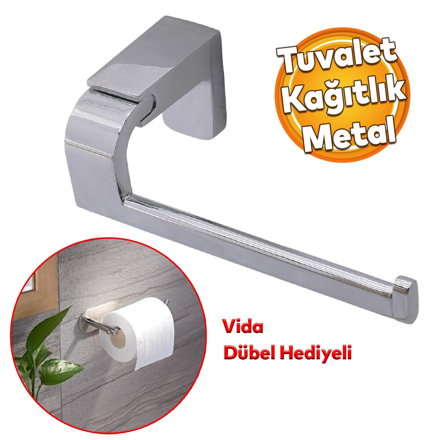 Tuvalet Kağıtlık Aparat Açık WC Kağıt Standı Bez Havluluk Paslanmaz Metal Sağlam Vidalı Krom Renk