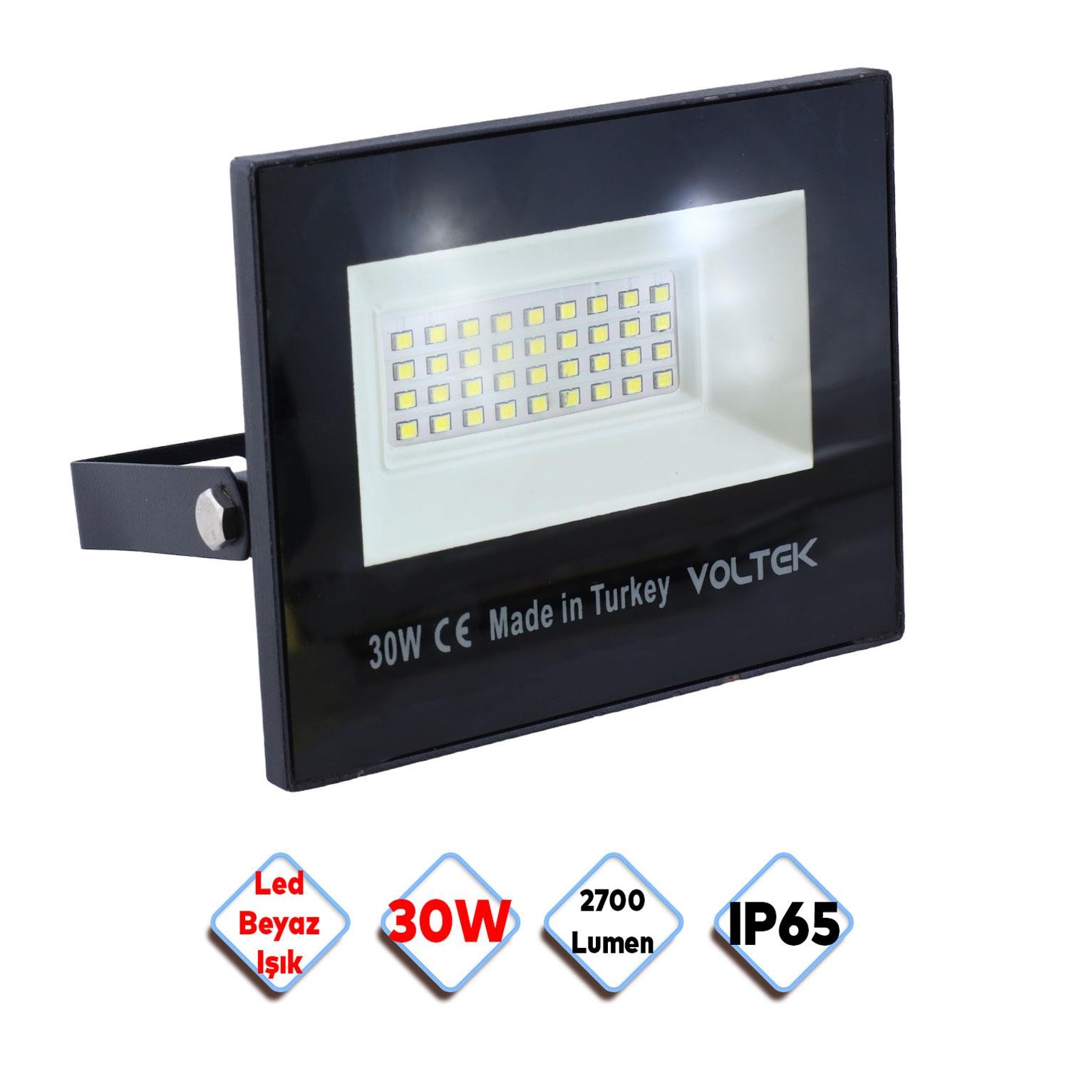 30W Led Projektör Armatür Beyaz 6500K Bahçe Sokak Yol Aydınlatma Lambası
