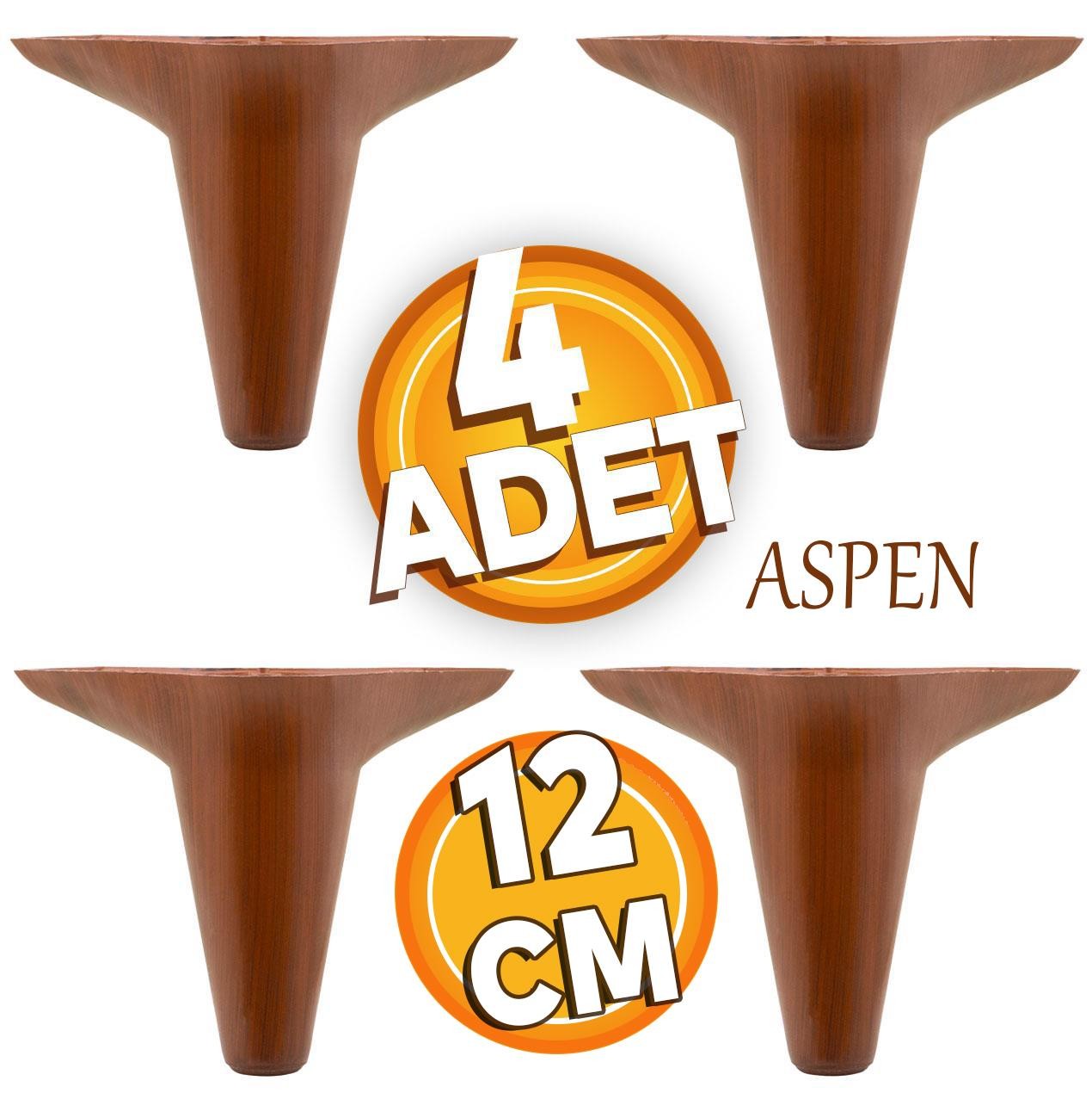 Aspen Lüks Mobilya Kanepe Koltuk Tv Ünitesi Baza Ayağı Ayakları 12 Cm Kahverengi Ayak (4 ADET)