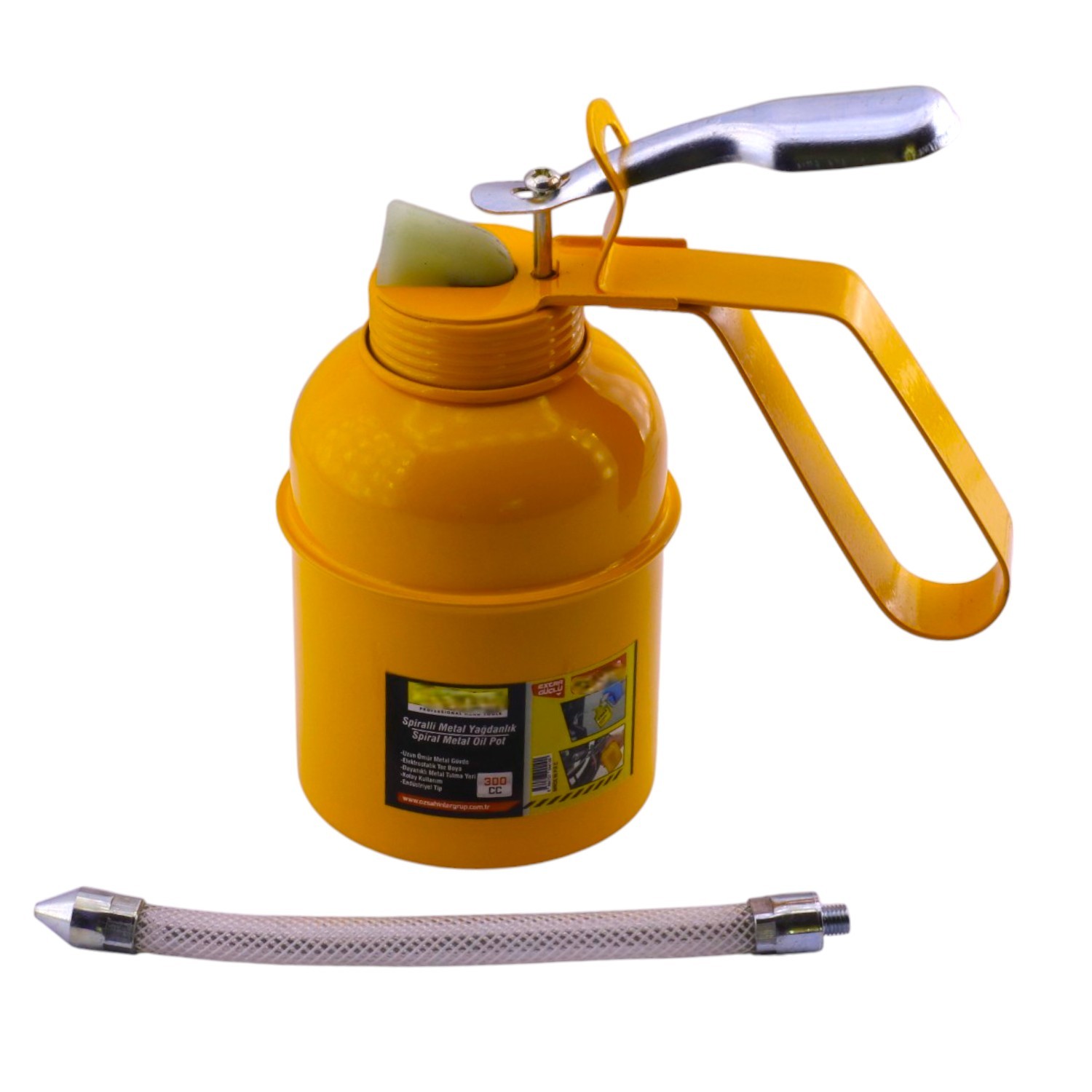 300 ml Spiralli Metal Gövdeli Yağdanlık Uçlu Yağ Pompası Araba Makine Atölye Yağdanlığı