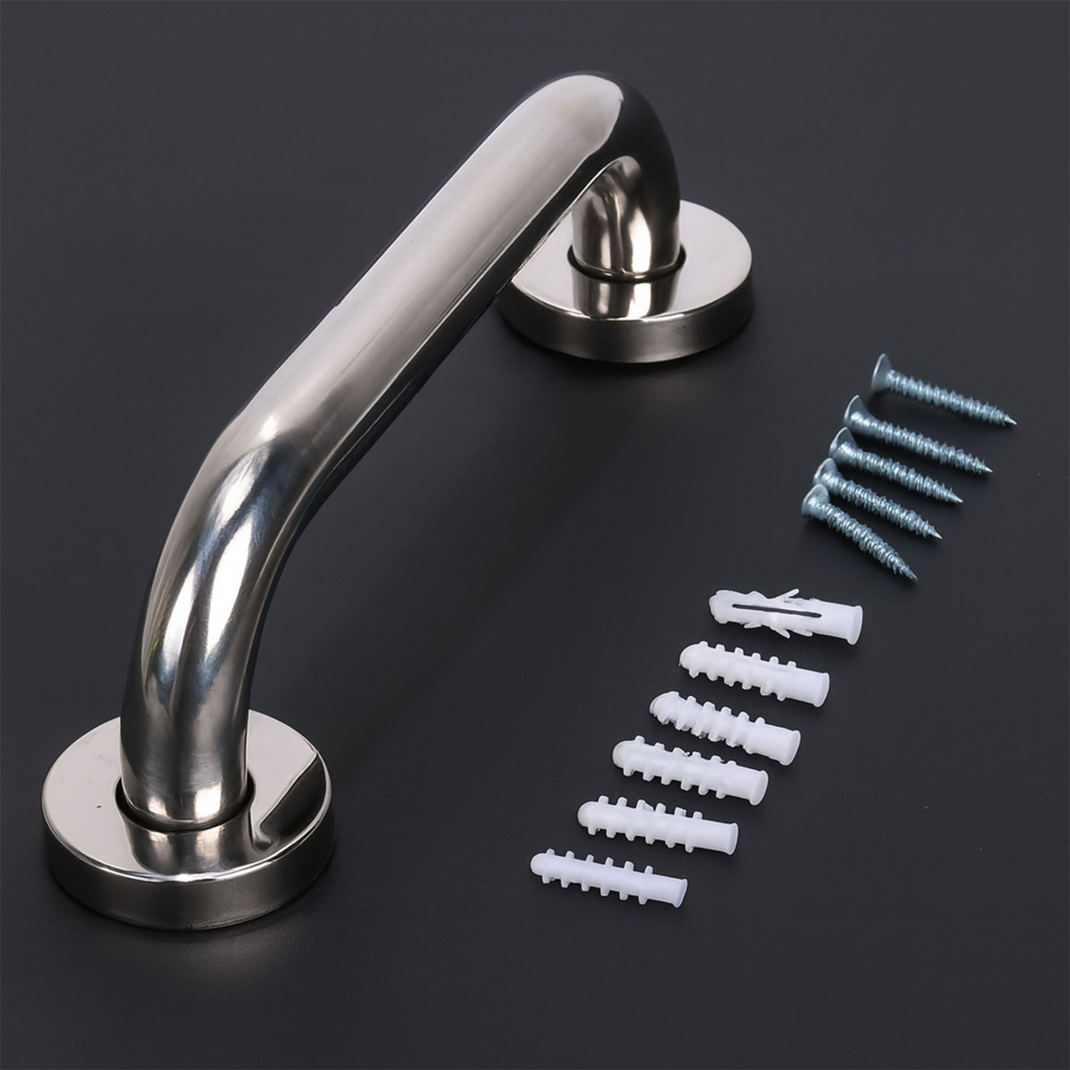 Tutunma Barı 40 cm Paslanmaz Metal 25 mm Çap Duvar Tipi Banyo Wc Destek Tutma Aparatı Kaymaz Saplı
