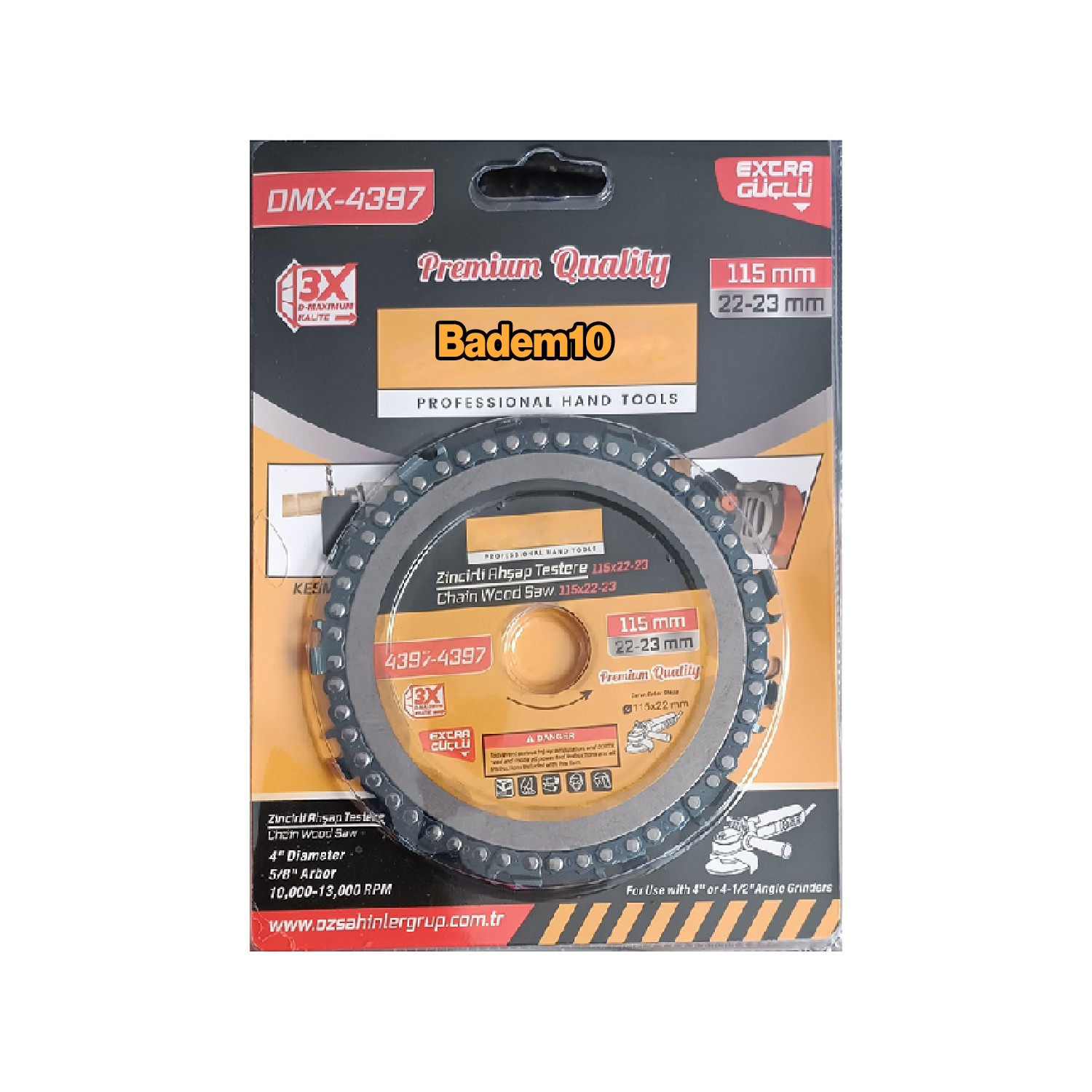 Zincirli Ahşaop Desteresi 115 mm 4" Taşlama Makine Uyumlu Kesme Oyma Şekil Verme Testeresi 1 Adet