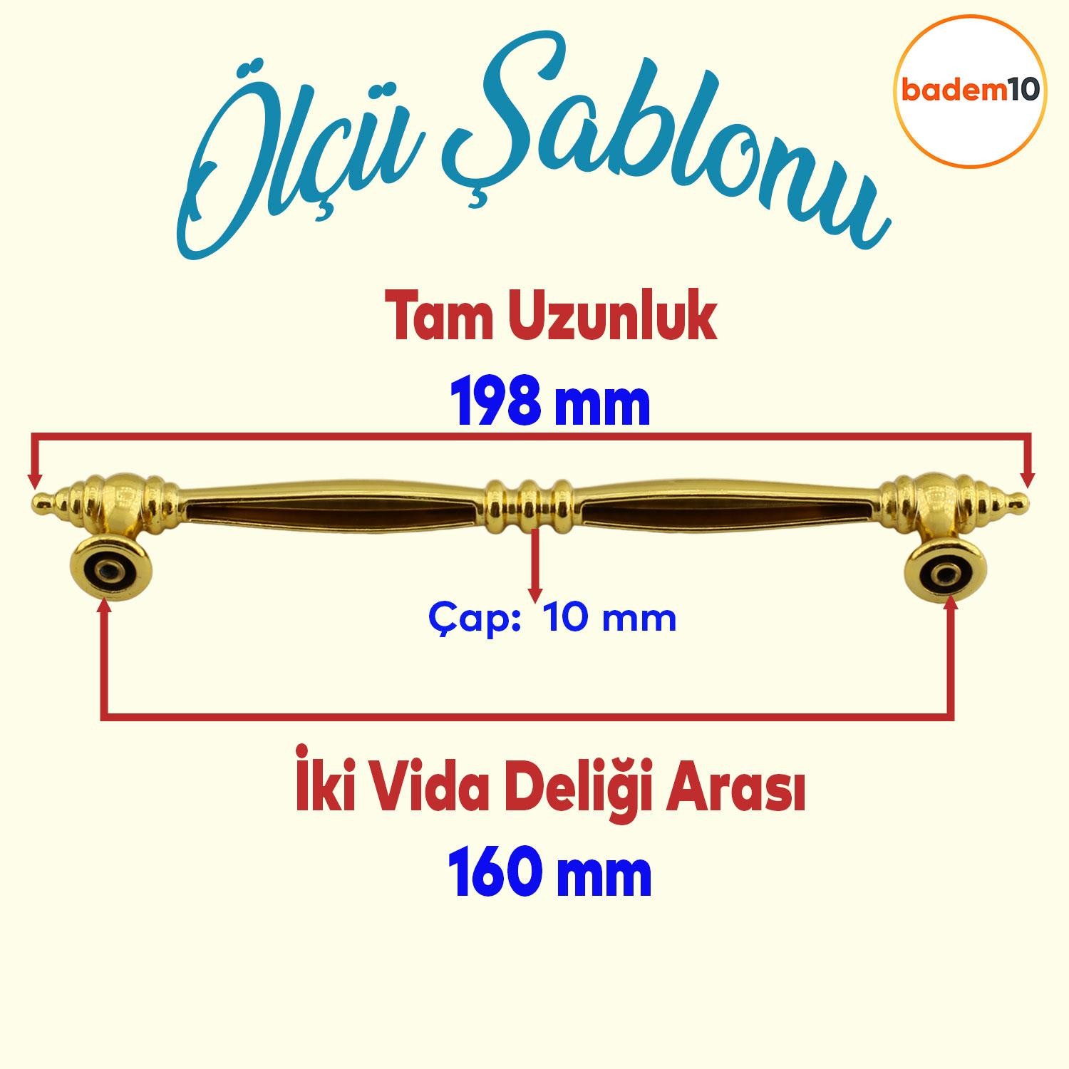 Petek Mobilya Mutfak Dolabı Çekmece Dolap Kapak Kulpu Düz Metal Kulp Kulbu Kulpu Ayder 160 mm Altın