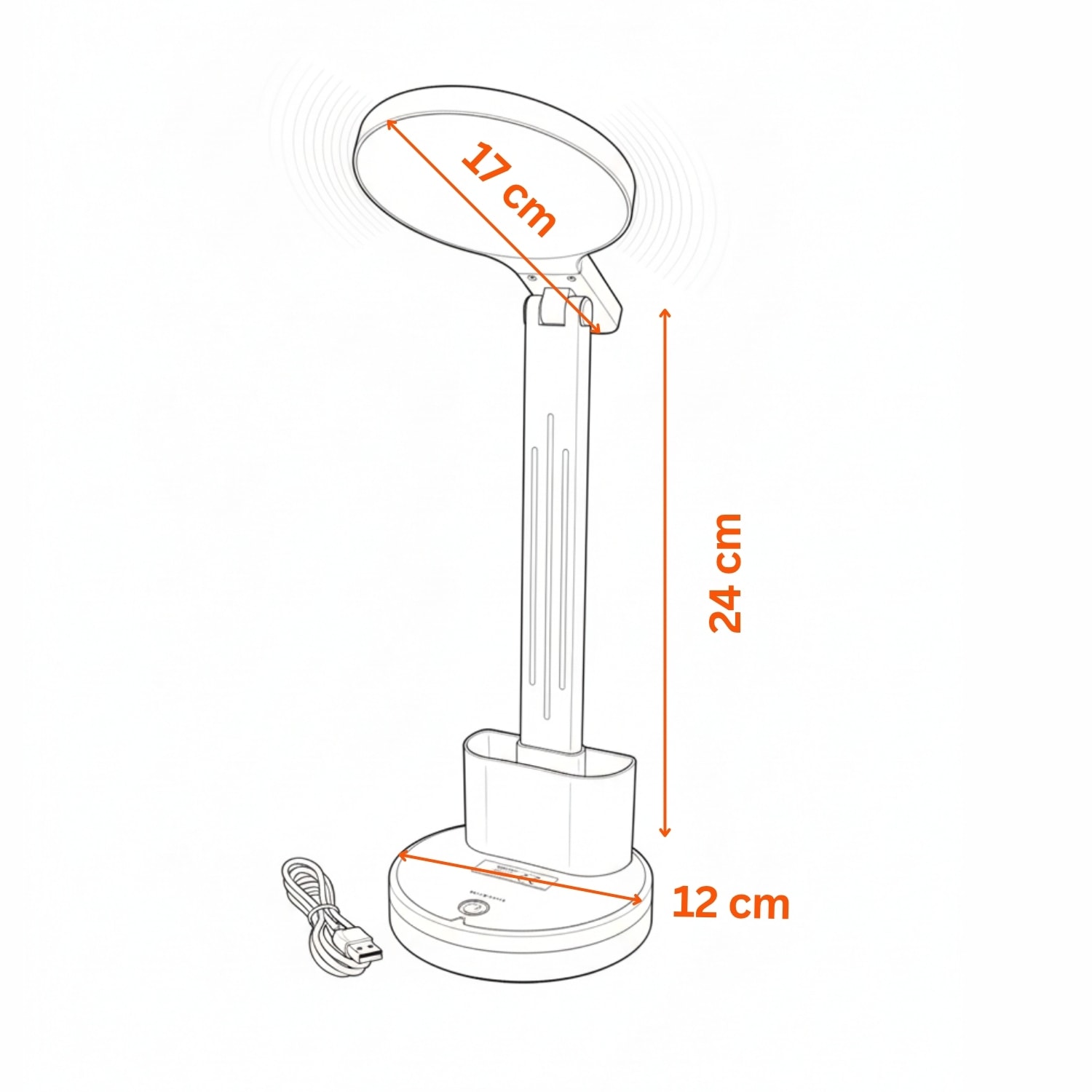Beyaz Dokunmatik 3 Renkli Kademesiz Karartmalı Type C Şarjlı Masa Lambası Kalemlikli 10W