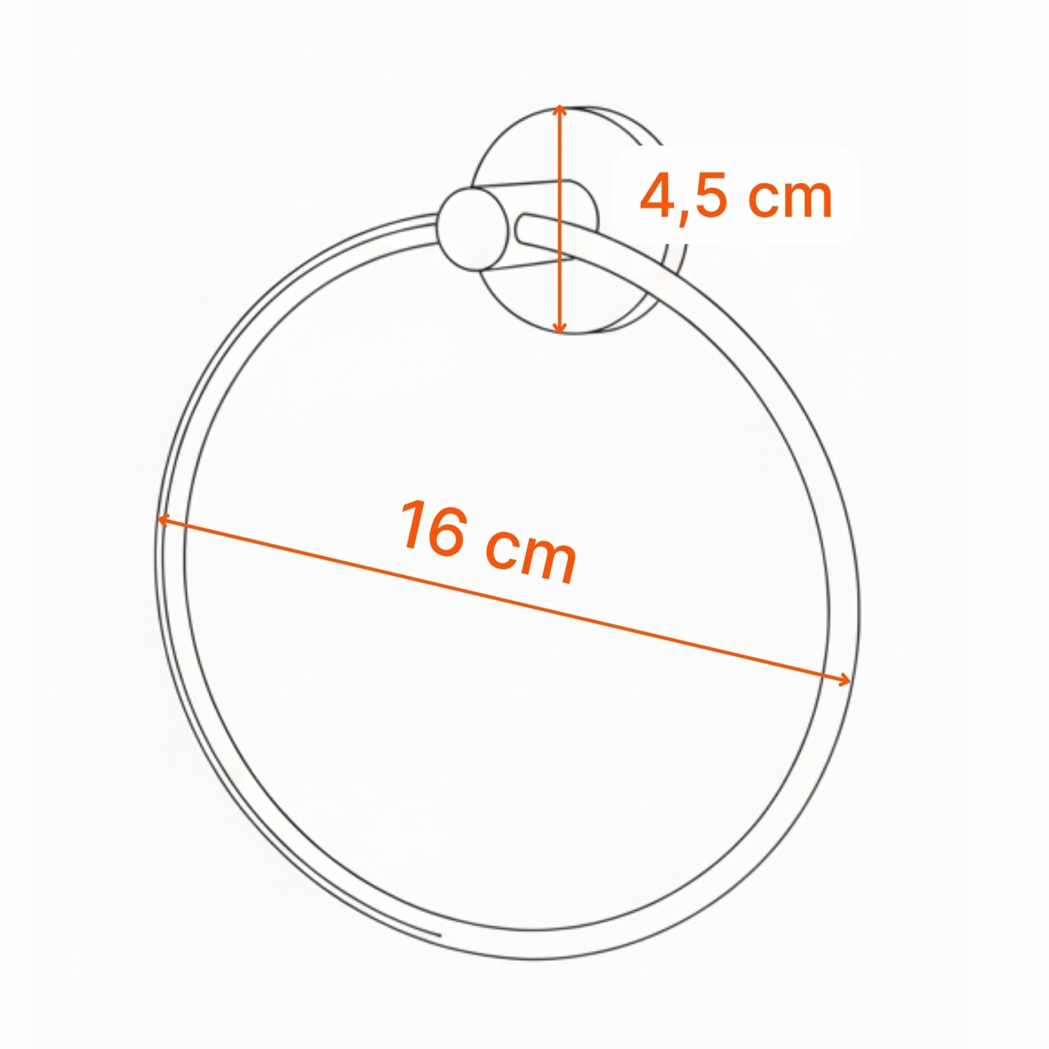 Vidalı Krom Kaplama Yuvarlak 16 cm Banyo Mutfak Lavabo Pratik Havluluk Askılığı