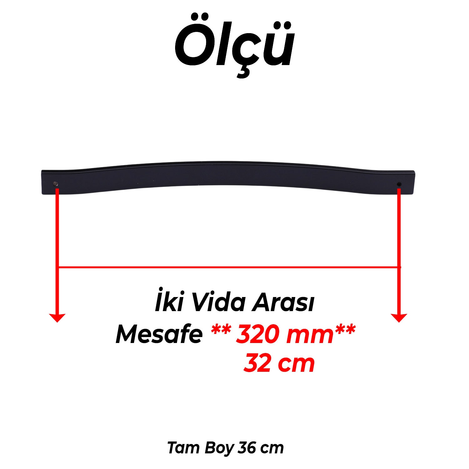 Akasya 320 mm Siyah Metal Mobilya Kulpu Çizgili Model Dayanıklı Uzun Ömürlü Modern Dekoratif Tasarım