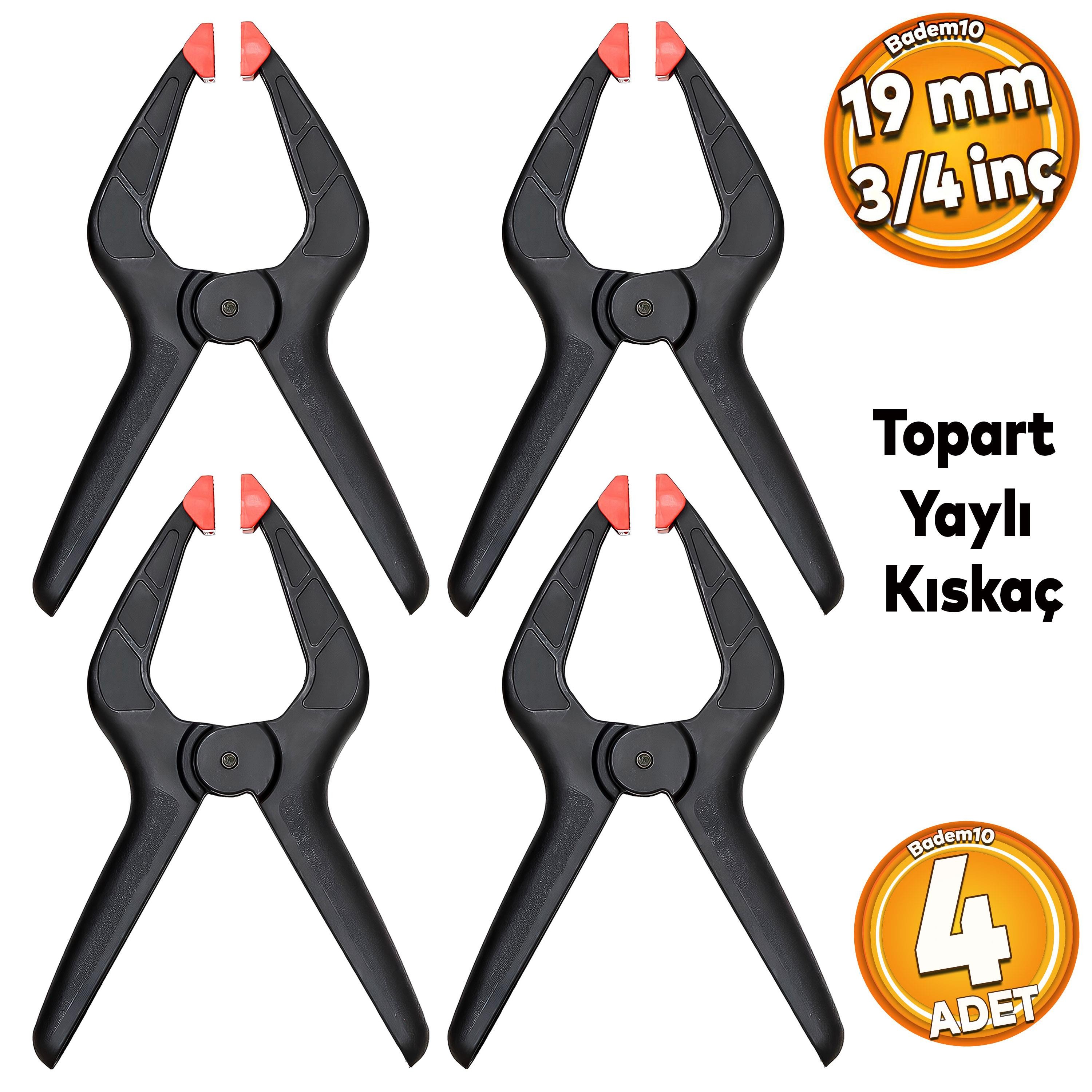 Topart Yaylı Kıskaç Mandal El Tip İşkence Klips Hobi 19 mm 3/4 inç (4 ADET)