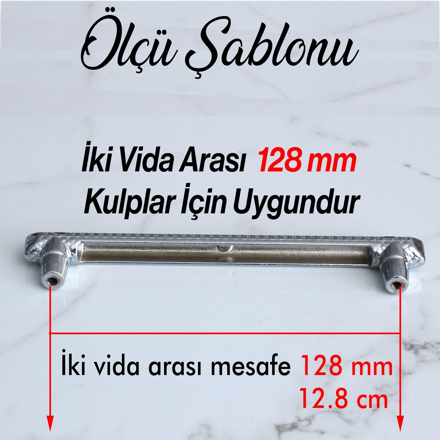 Dekor Krom Metal Kulp 128 mm 12.8 cm Mobilya Çekmece Mutfak Dolabı Dolap Kulpları Kapak Kulpu Kulbu