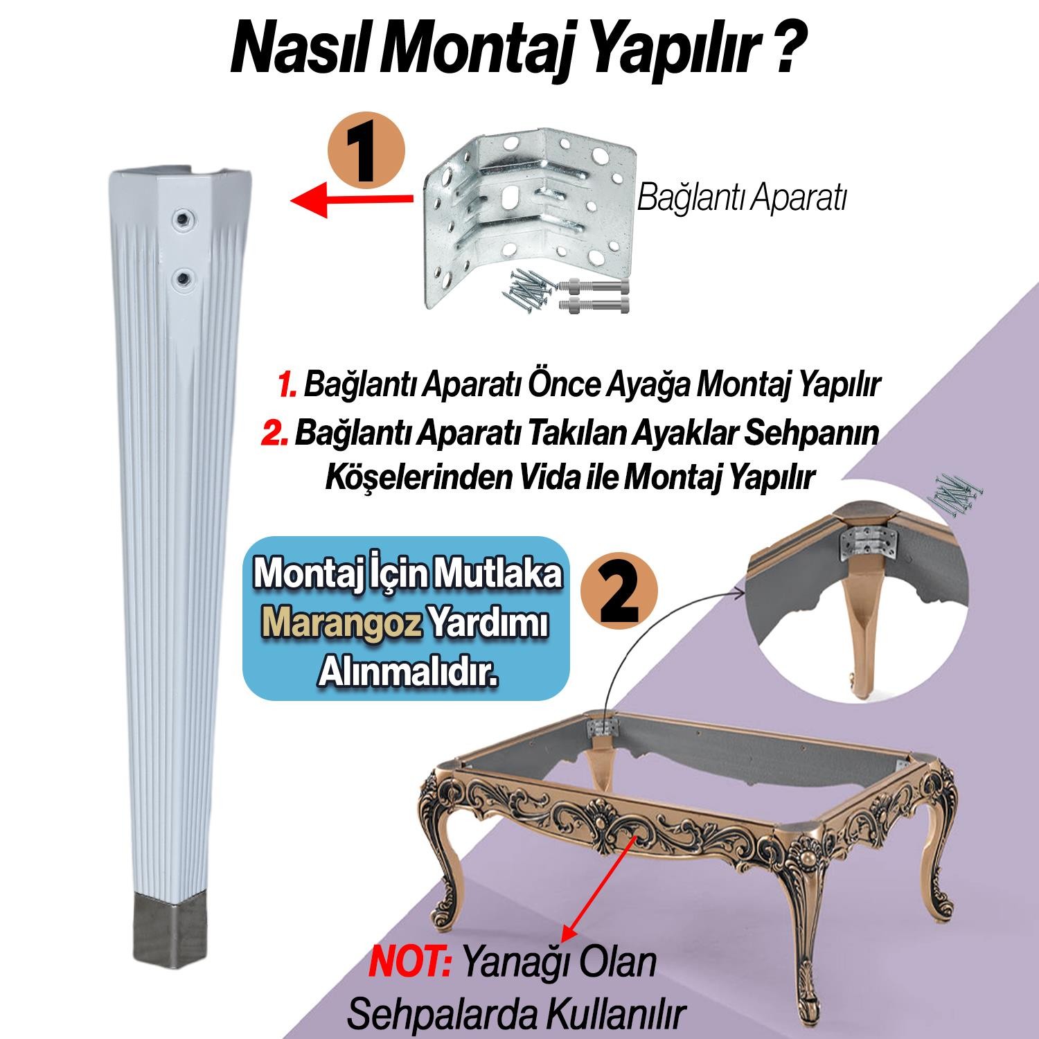 Mobilya Beyaz Krom Renk Plastik Sehpa Ayağı 45 cm Elit Ayak Zigon Ayak Mutfak Yemek Masası 4 Adet