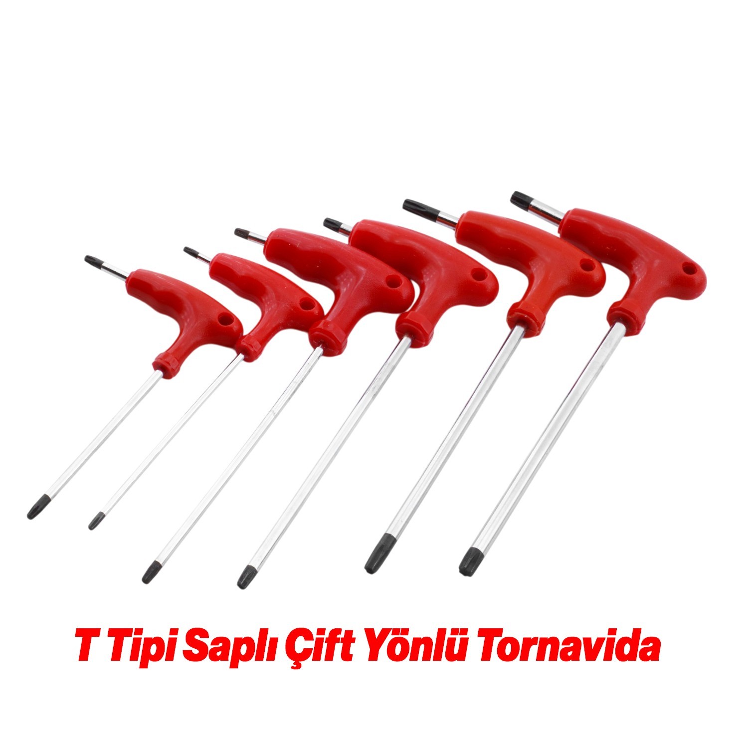 Tork Alyan Tornavida Seti Çelik ve Mıknatıslı T10 T15 T20 T25 T30 T40 Saplı İki Yön Uç 6 'lı Set