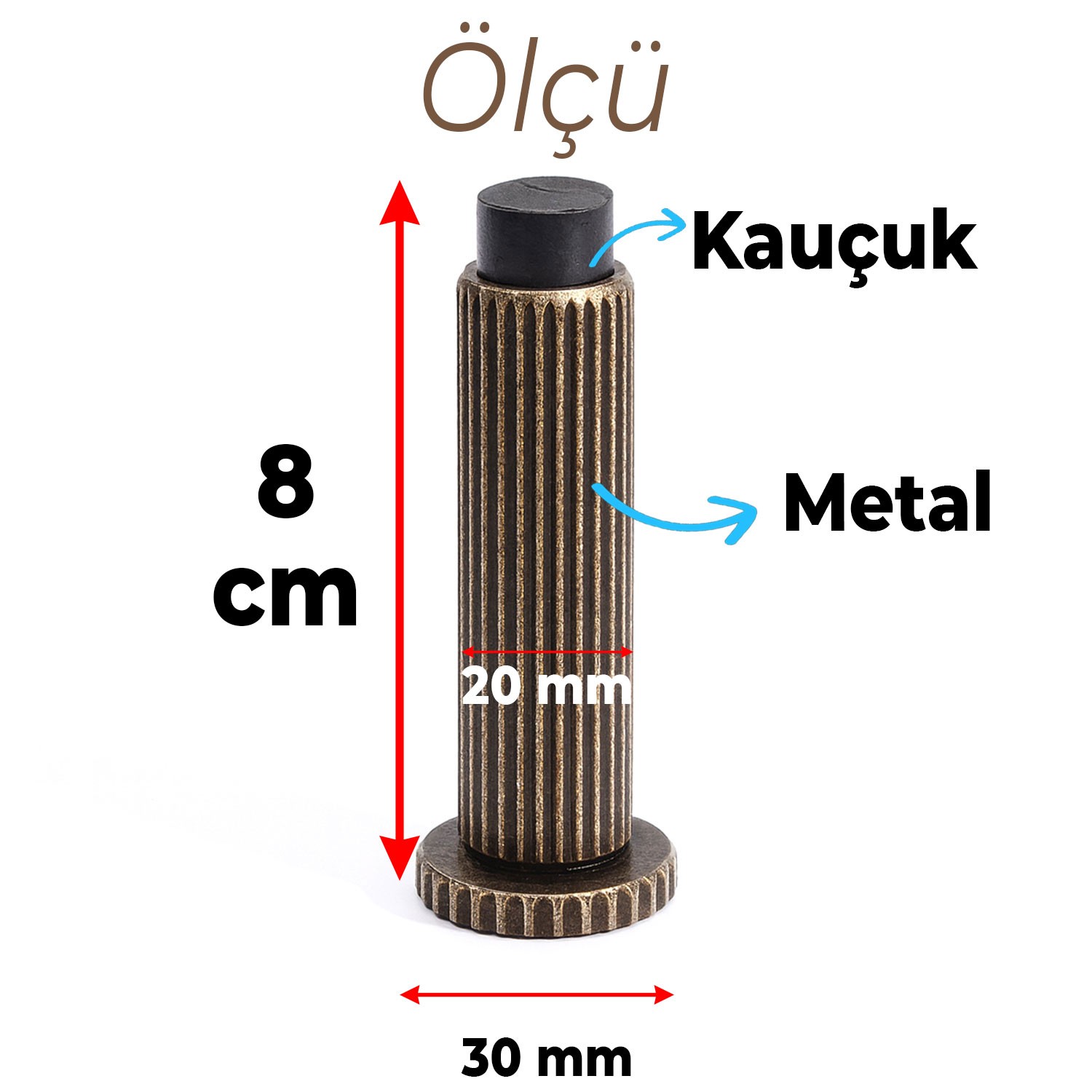 Kapı Stoperi Tamponu Eskitme Antik Vidalı Metal Tutacağı Tutucu Kapı Arkası Duvar Kolu Stopu Takozu