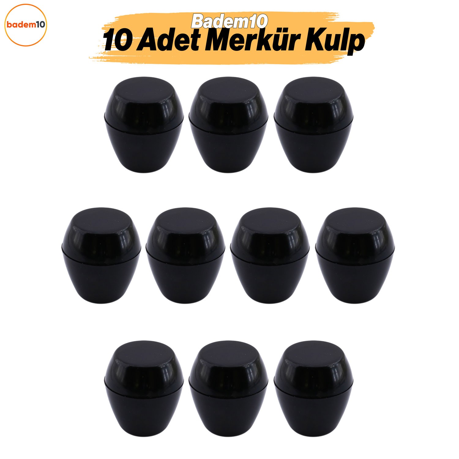 Merkür Düğme Siyah 10 ADET Mobilya Mutfak Dolap Dolabı Çekmece Kulpu Kulbu Plastik Tek Vidalı Kulp