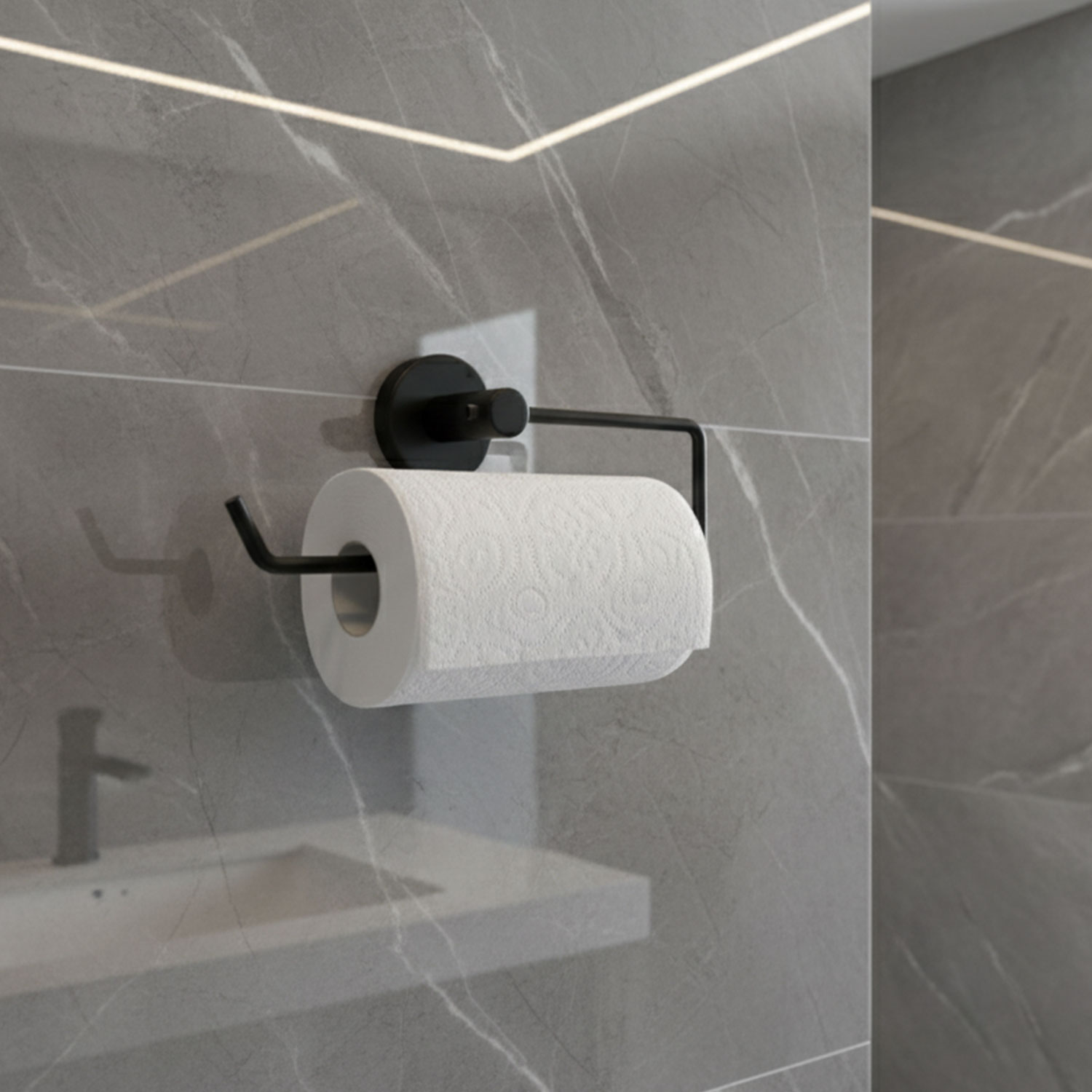 Açık Kağıt Havluluk Mat Siyah Metal Duvara Monte Vidalı Banyo Tuvalet Mutfak Kağıt Havluluk 25 cm