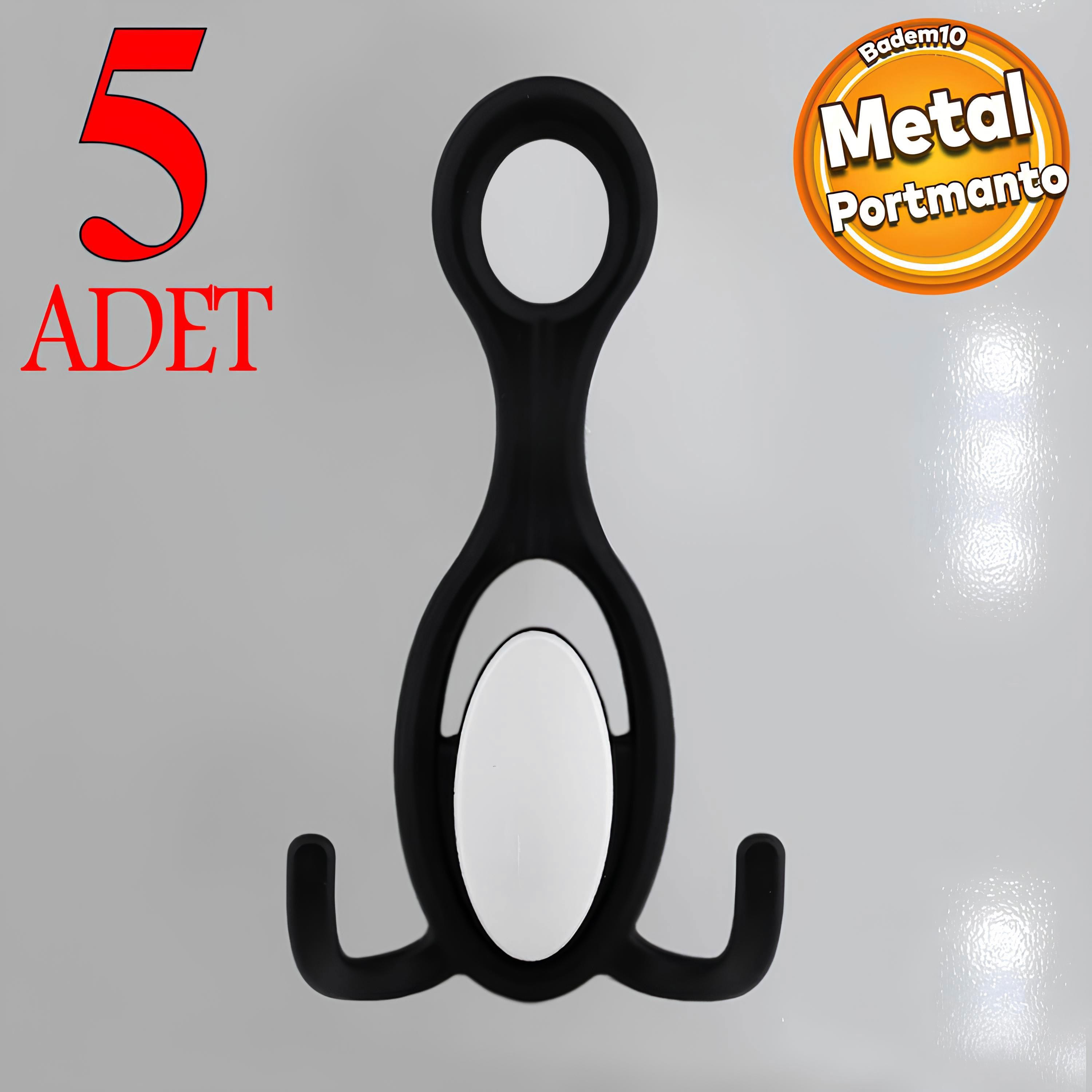 İlknur 5 Adet Portmanto Vestiyer Duvar Askısı Metal Dolap Elbise Askılığı Askılık Siyah Beyaz 5 Adet