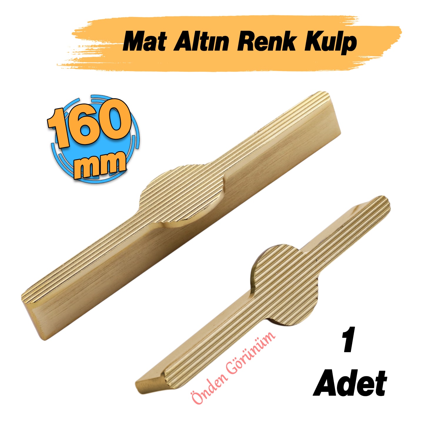 Saral Çizgili Mat Altın Metal Kulp 160 mm 16 cm Mobilya Çekmece Mutfak Dolabı Dolap Kapak Kulpları
