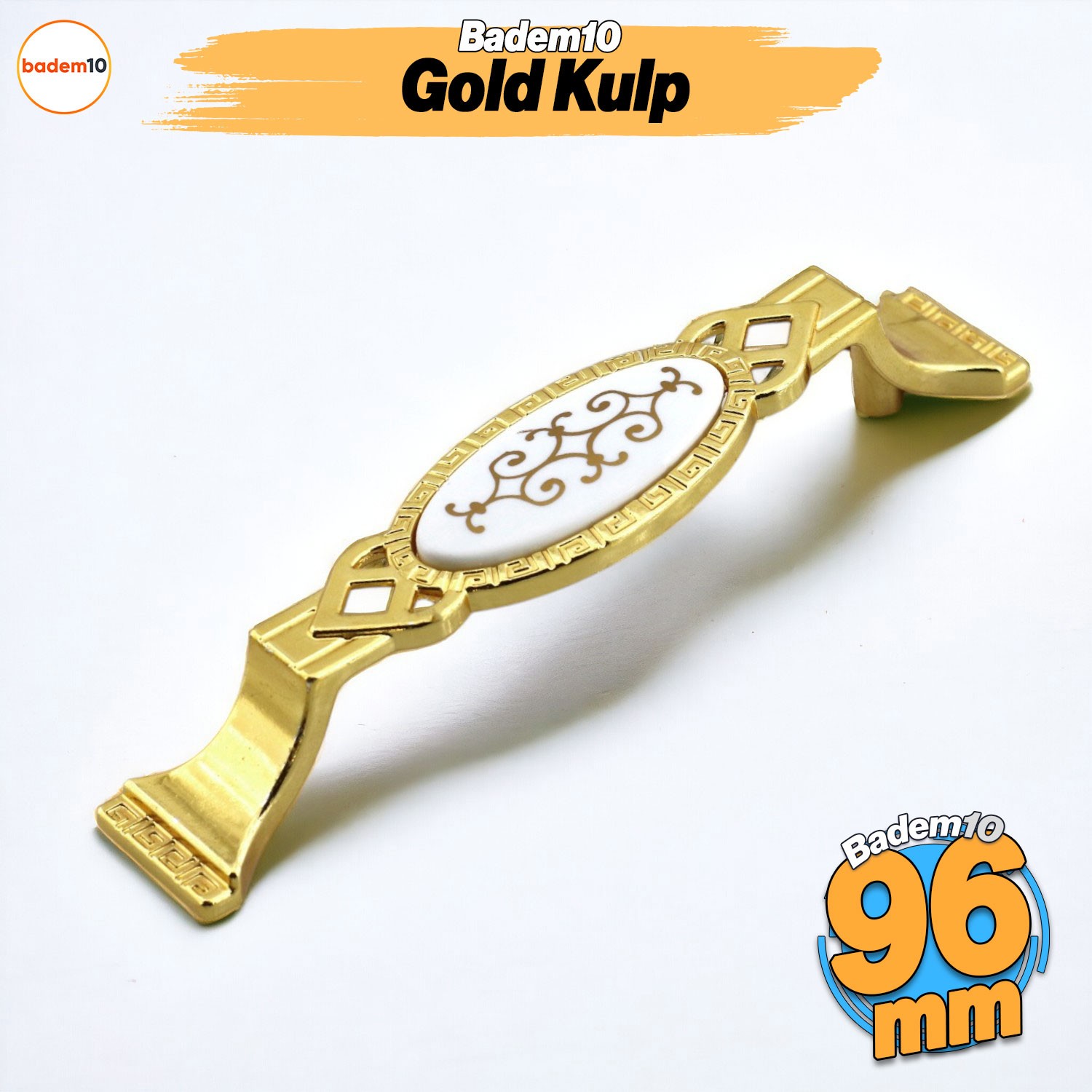 Palmira (96 MM - 9.6 CM) Gold Metal Mobilya Mutfak Dolabı Çekmece Dolap Kapak Kulpu Kulbu Kulpları