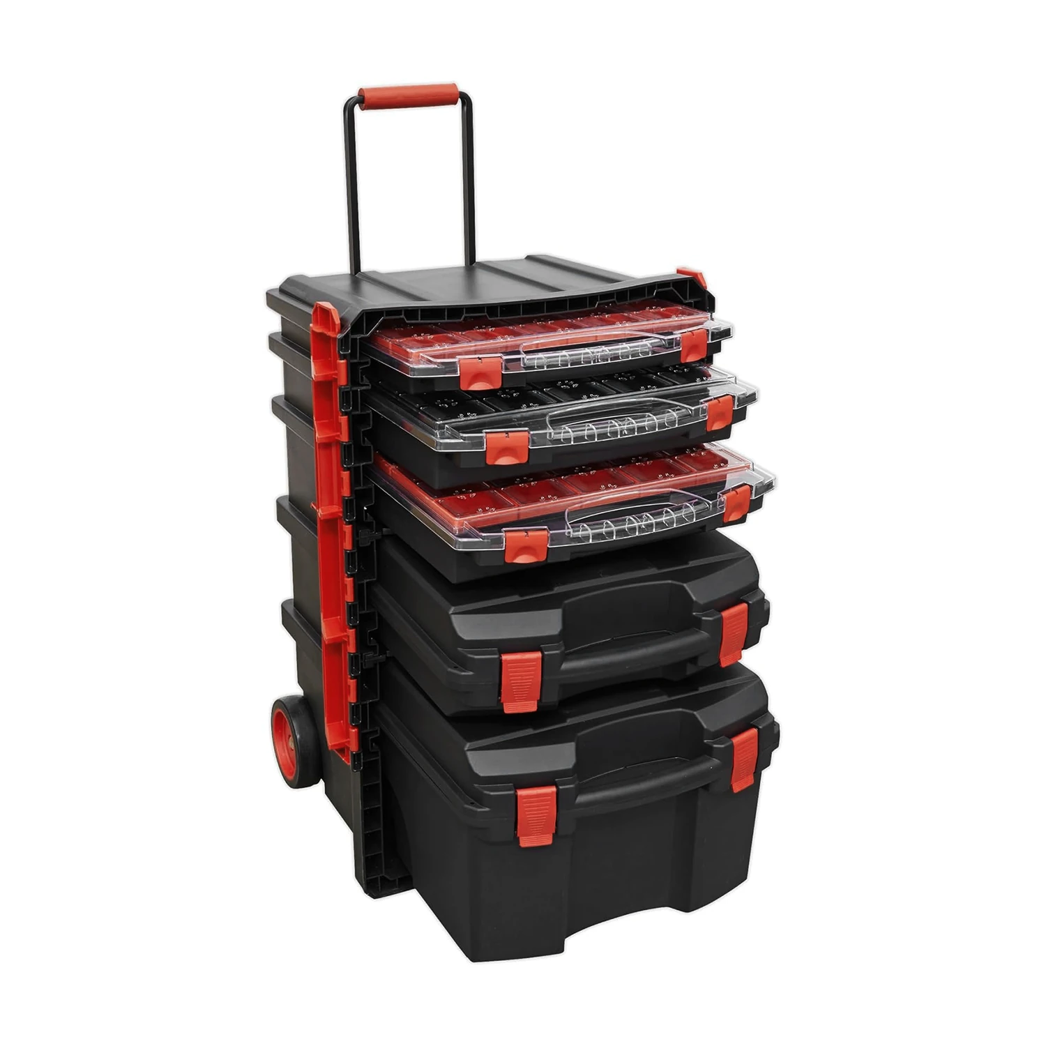 Tekerlekli 5 Katlı Taşınabilir 70 Litre Organizer Bölmeli Kulplu Kilitli Takım Çantası Alet Çanta