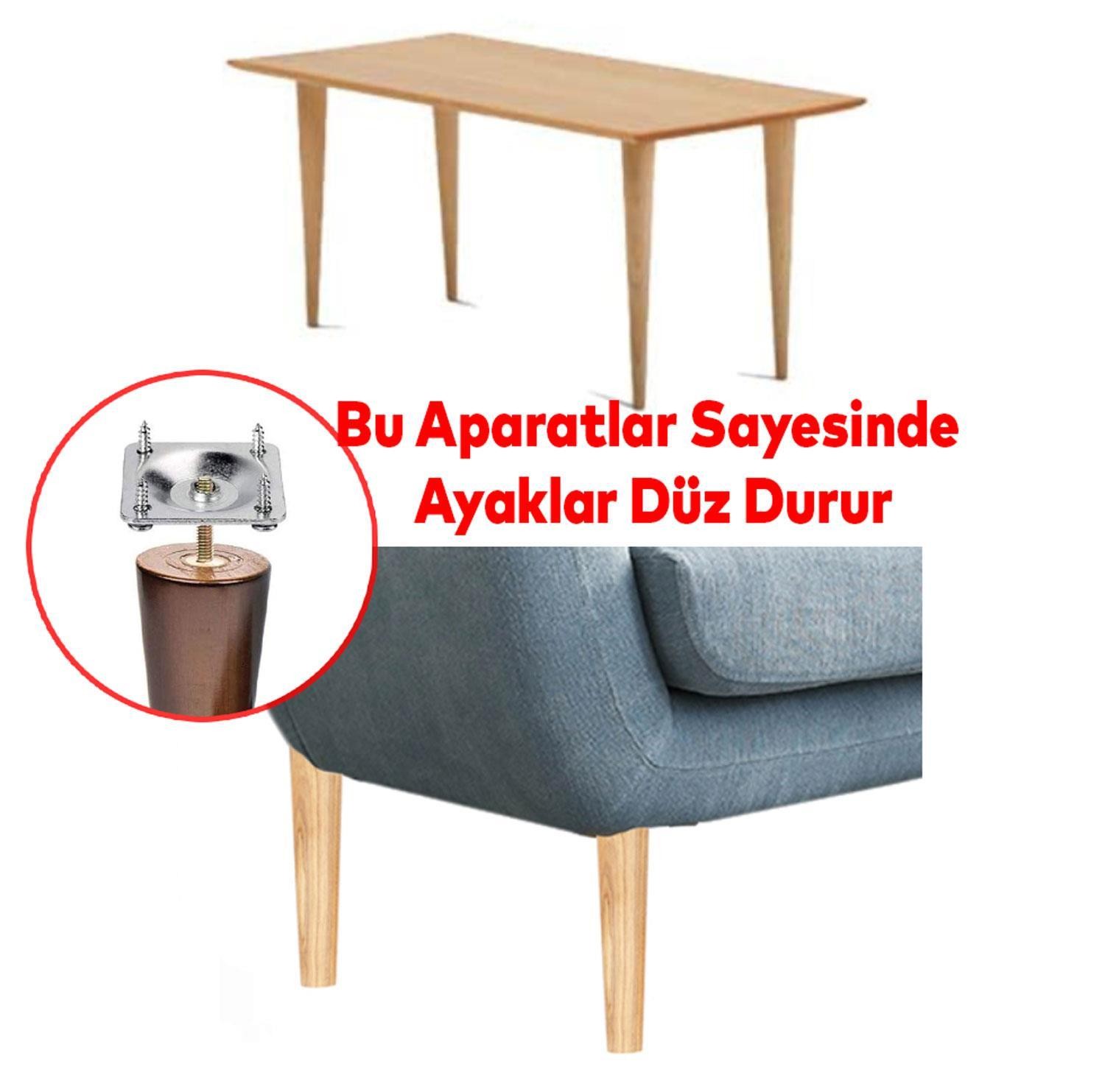 Ayarlanabilir Mobilya Kanepe Baza Koltuk Destek Yükseltme Ayağı 9.5 Cm Kahve Ayak Aparatlı 4'lü Set