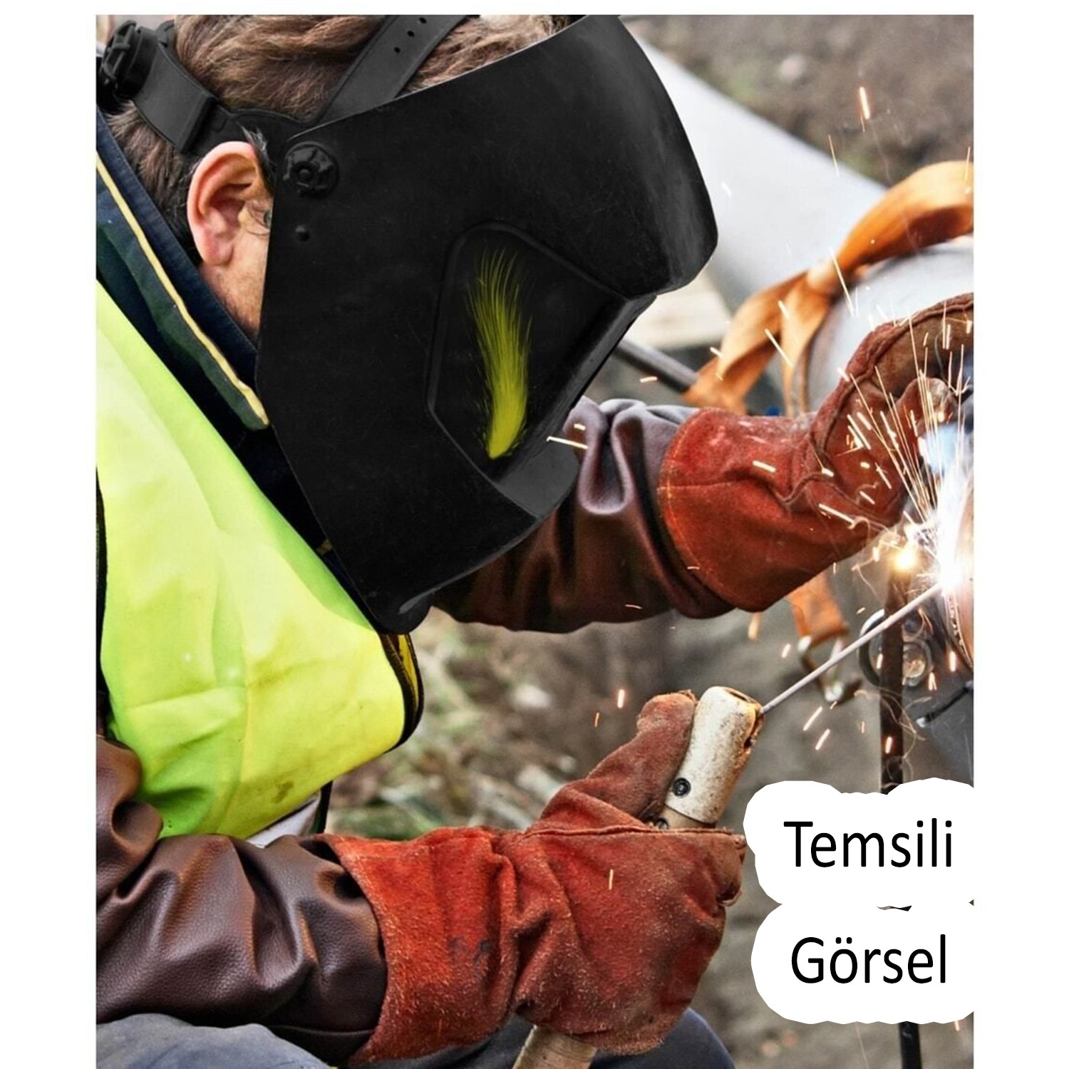 Güneş Enerjili Pilli Otomatik Kararan Baş Maskesi Siperlik Kartuşlu Kaynak Gözlüğü Düz Başlık