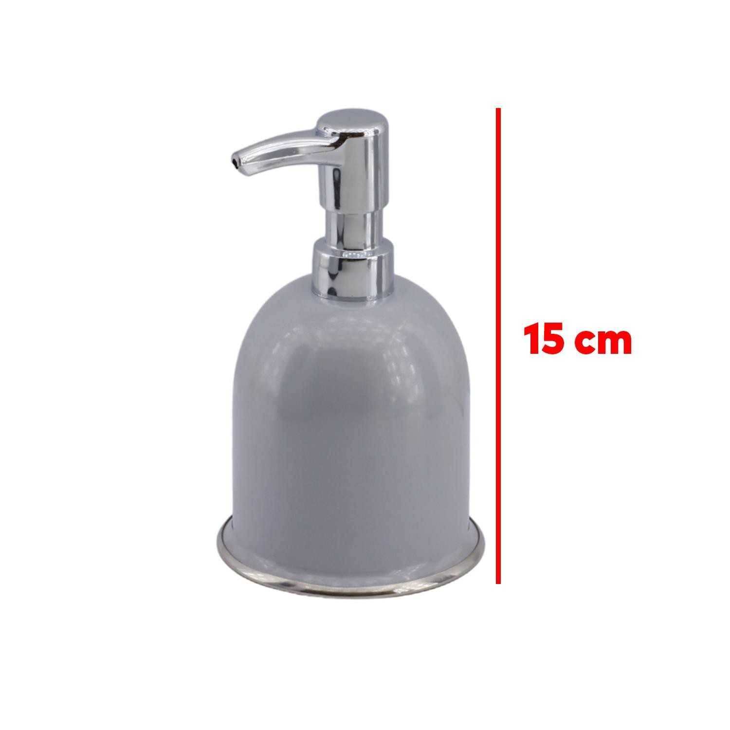 Emayhome Ev Ofis WC Banyo Gri Metal 4'lü Set Sabunluk Fırça Diş Fırçalık Çöp Kova Seti
