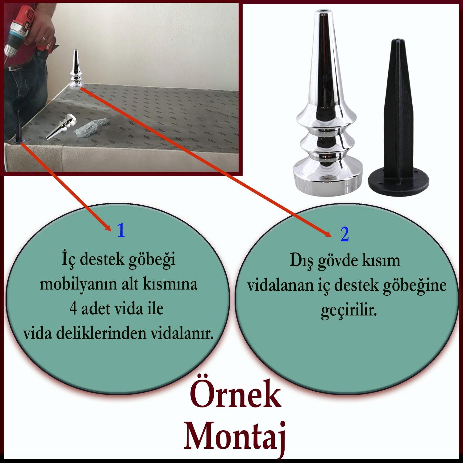 Oliva Krom 20 cm Mobilya Kanepe Koltuk Tv Ünitesi Konsol Yükseltme Yükseltici Ayağı Ayakları 4 Adet