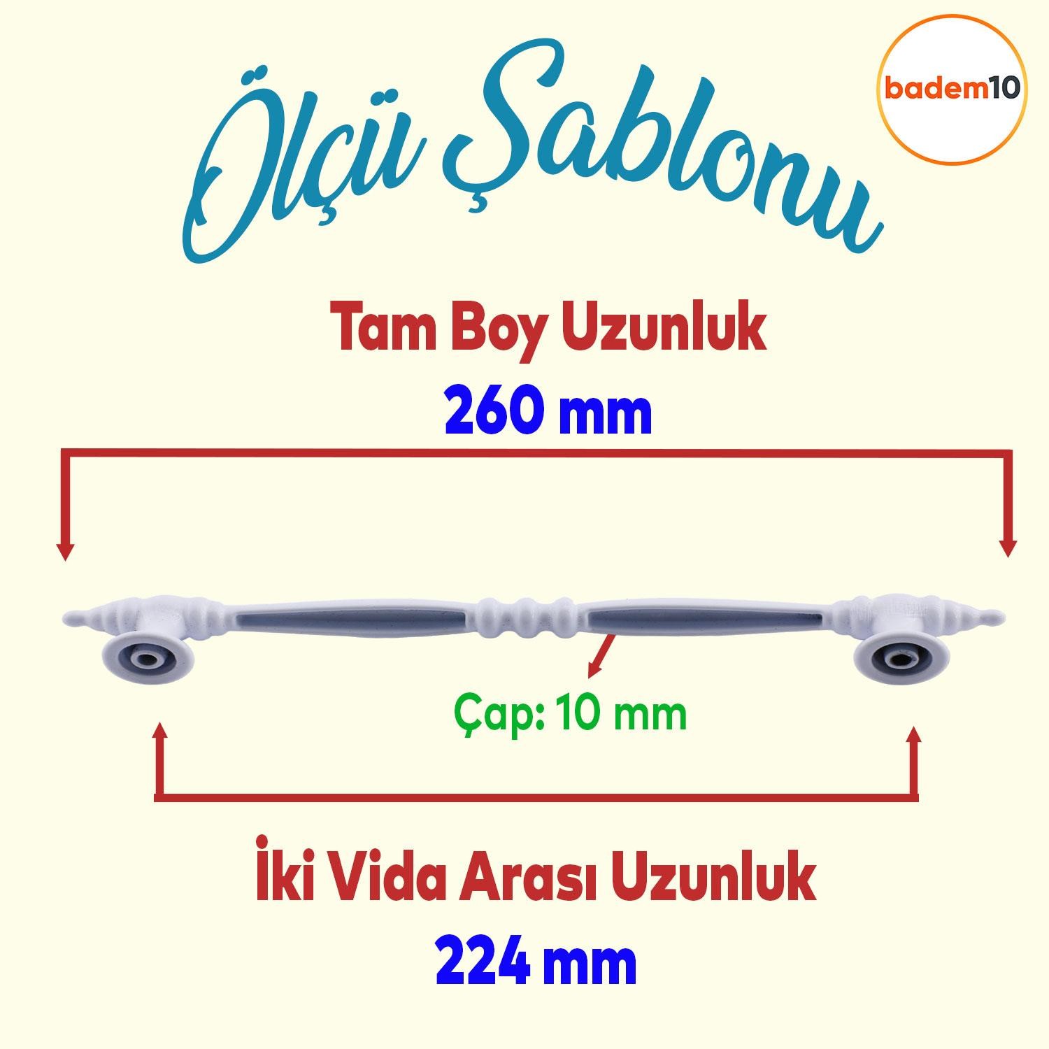 Petek Mobilya Mutfak Dolabı Çekmece Dolap Kapak Kulpu Düz Metal Kulp Kulbu Kulpları 224 Mm Beyaz