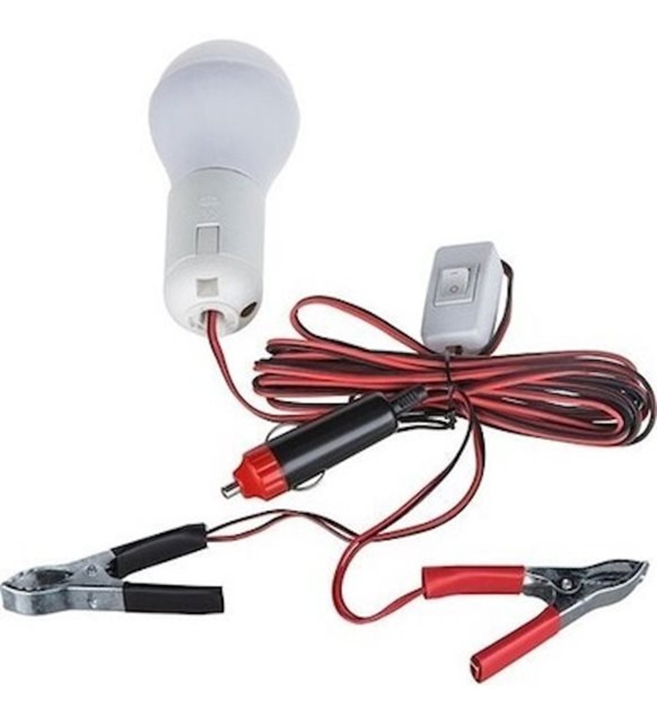 Led Ampul Akü Takviye Kablolu 4 Metre Anahtarlı 5W Tasarruflu Seyyar  Aydınlatma Beyaz Işık Pensli