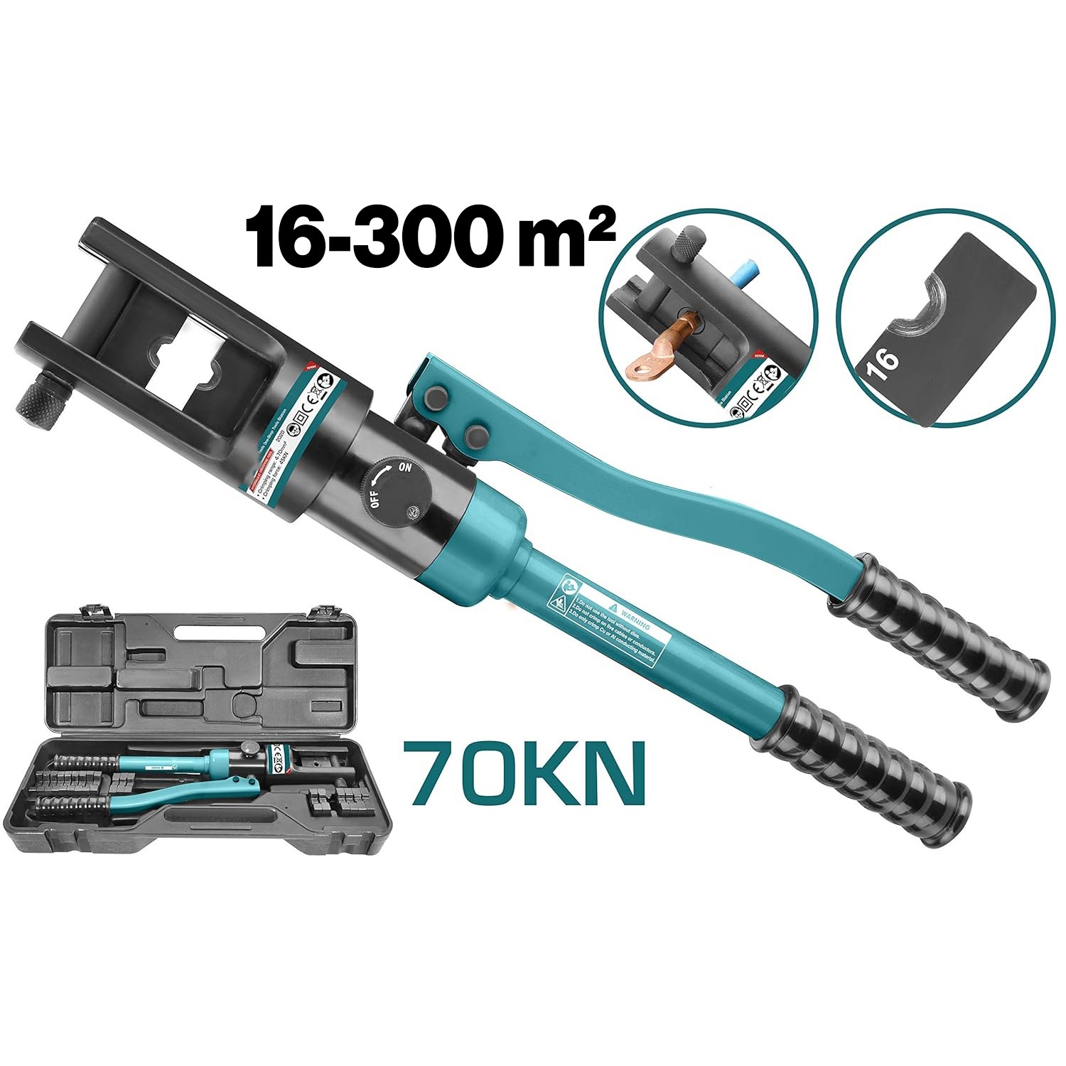 Hidrolik Papuç Sıkma Pensesi 16-300 mm Kablo Kesiti 70 KN Profesyonel Tip Krimp 7 Ton Elektrik Pano