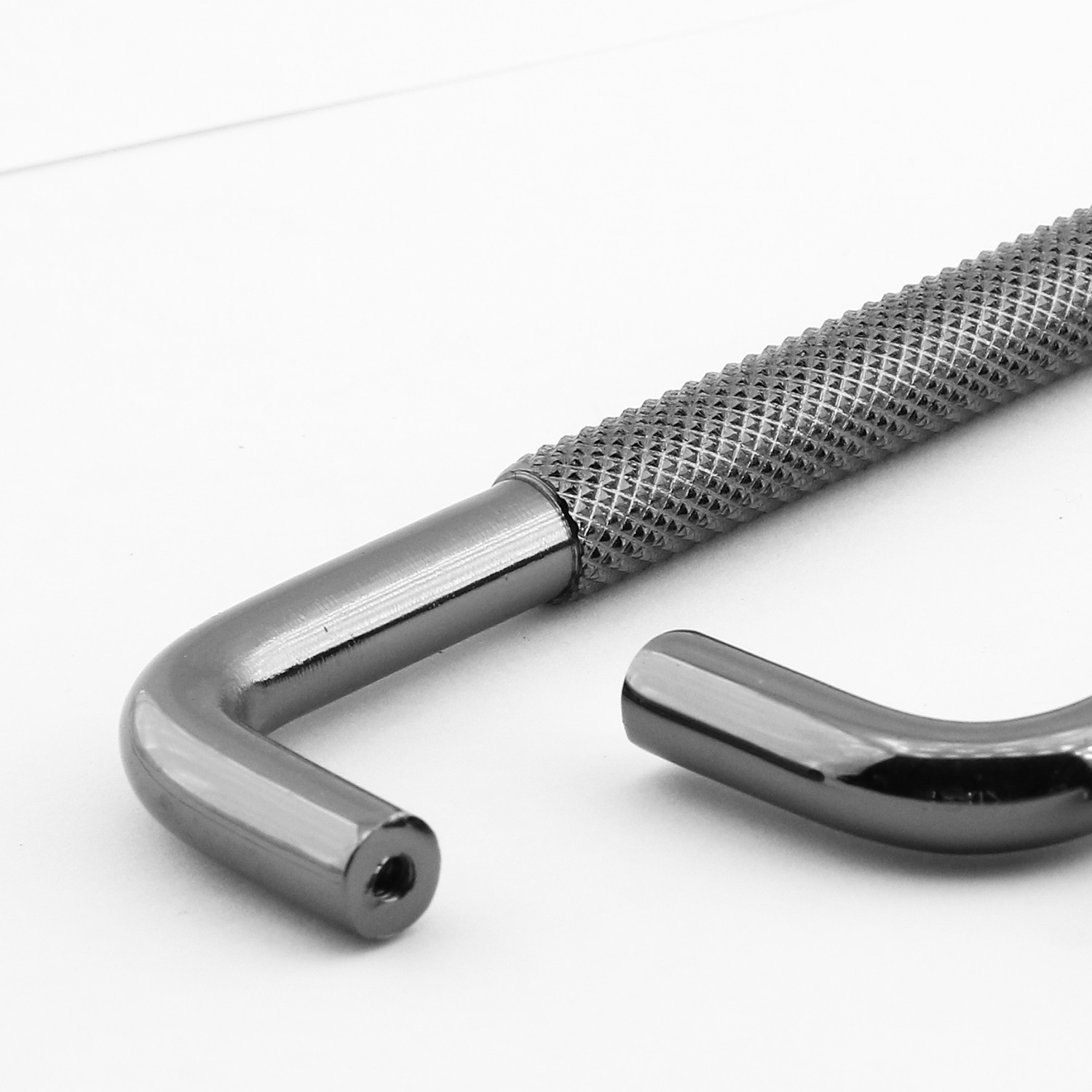 Tırtıklı Füme Metal Kulp 128 mm 12.8 cm Mobilya Çekmece Dolap Dolabı Modern Kapak Kulpları