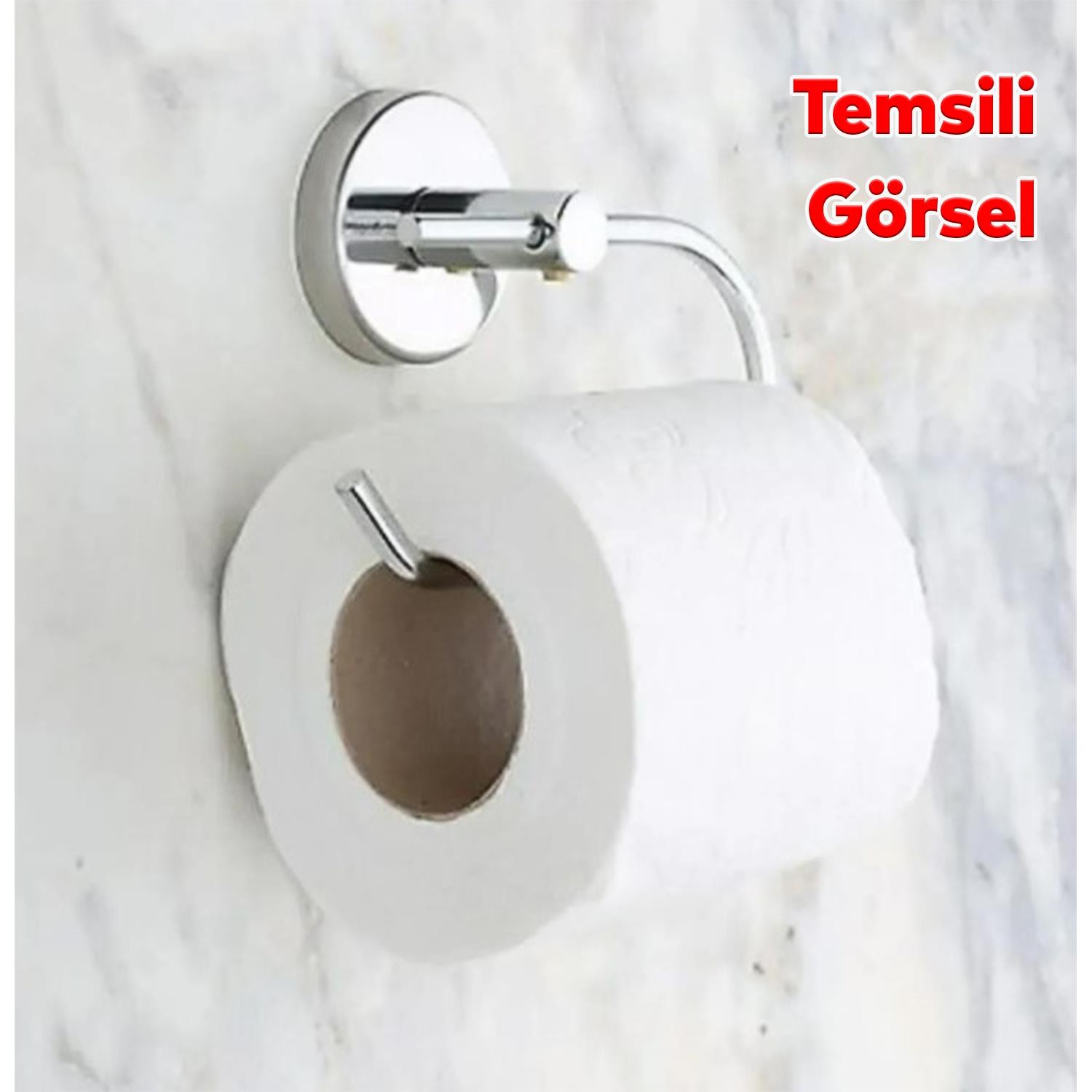 Tuvalet Kağıtlık Yapışkanlı Açık Aparat WC Kağıt Standı Bez Havluluk Paslanmaz Metal Sağlam Krom