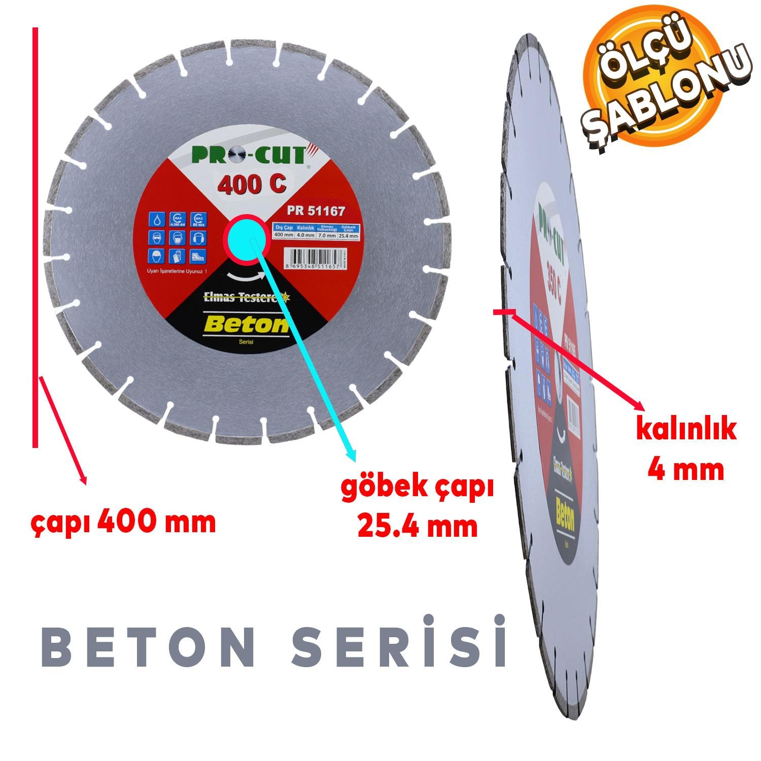 Pro-Cut Elmas Testere 400 mm Beton Kesim Kesme Serisi PR-51167