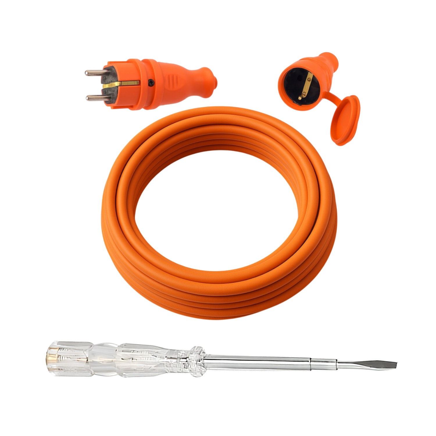 Seyyar 5 Metre Uzatma Kablosu TTR CCA Çok Telli 3x2.5 mm Elektrik Kablo Kontrol Kalem Dişi Erkek Fiş