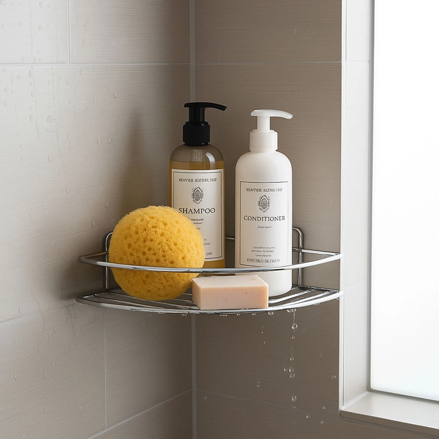 Krom Tek Katlı Duş Şampuanlığı Paslanmaz Çelik Banyo Köşe Rafı Vidalı Sağlam ve Şık Tasarım