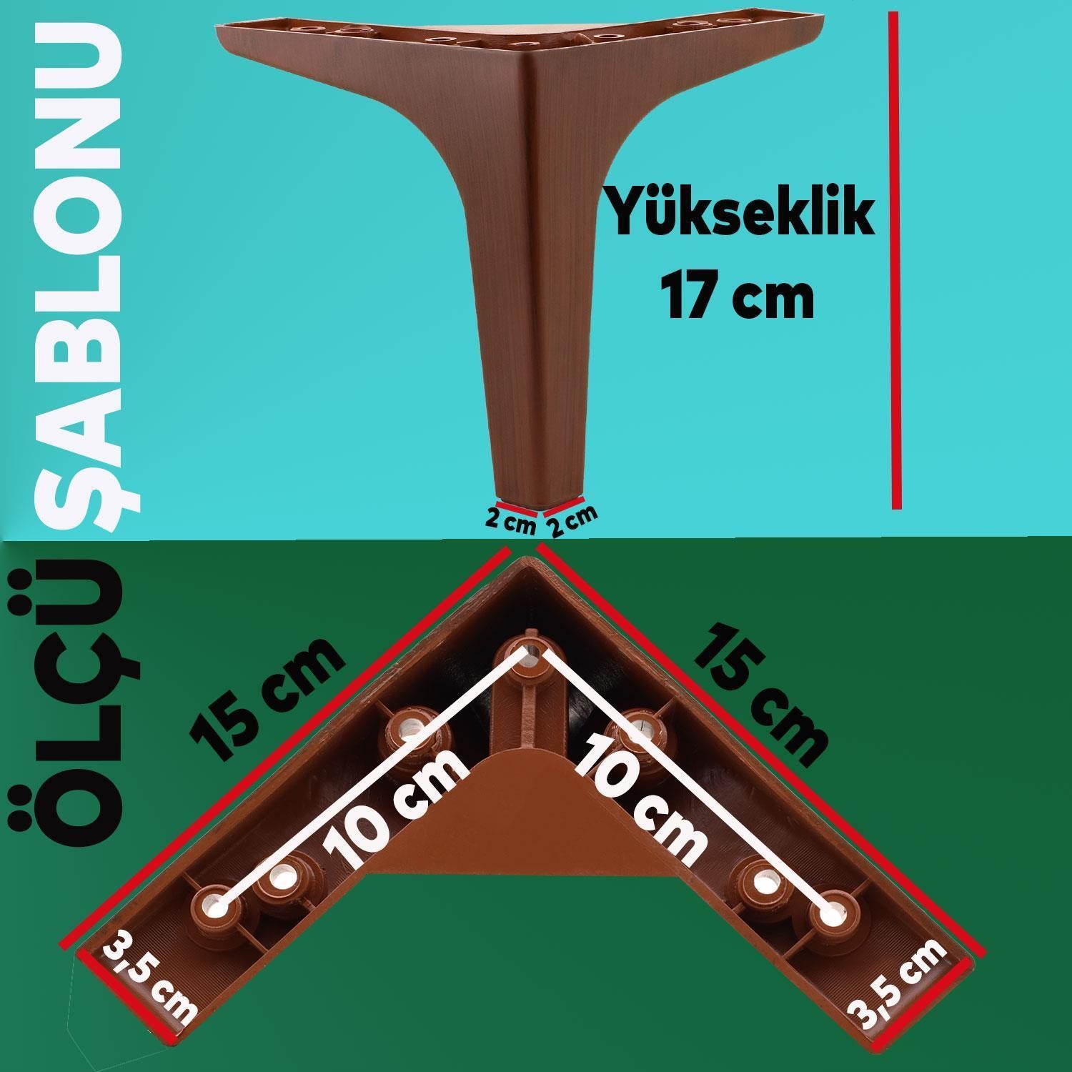 Sedef 6'lı Set Mobilya TV Ünitesi Çekyat Koltuk Kanepe Destek Ayağı 17 cm Ahşap Desenli Baza Ayak