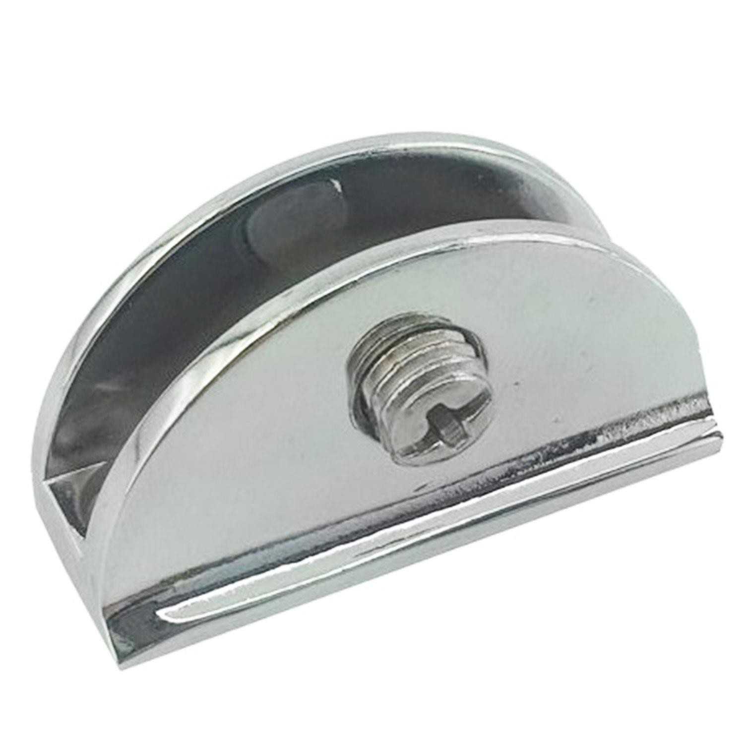 Cam Tutucu Ahşap Raf Tutucu Oval Cam Etejeri Metal U Tipi Metal Vidalı Krom (4 ADET)