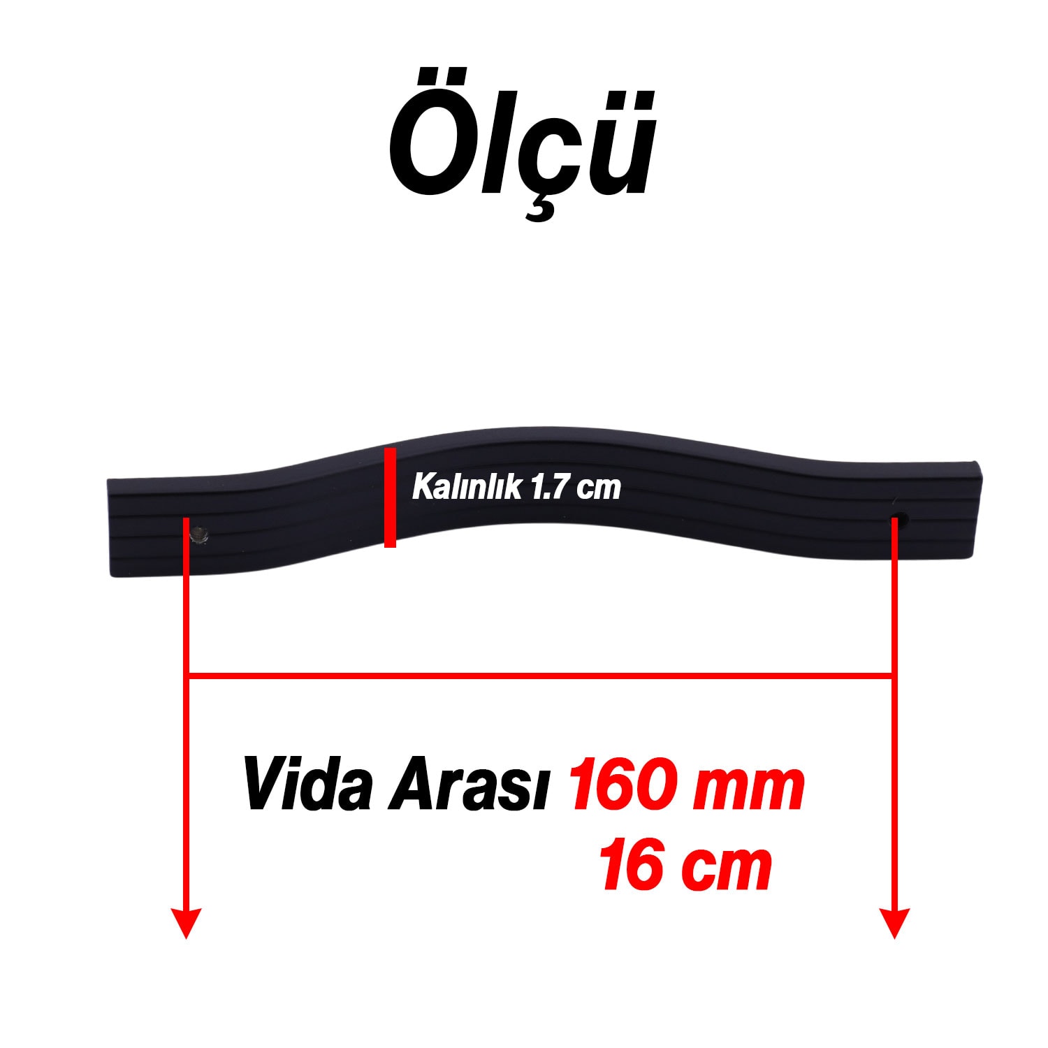 Sümbül Siyah Metal Kulp 160 mm Modern Mobilya Çekmece Kolu Mutfak Dolabı ve Kapak Kulpları Dayanıklı