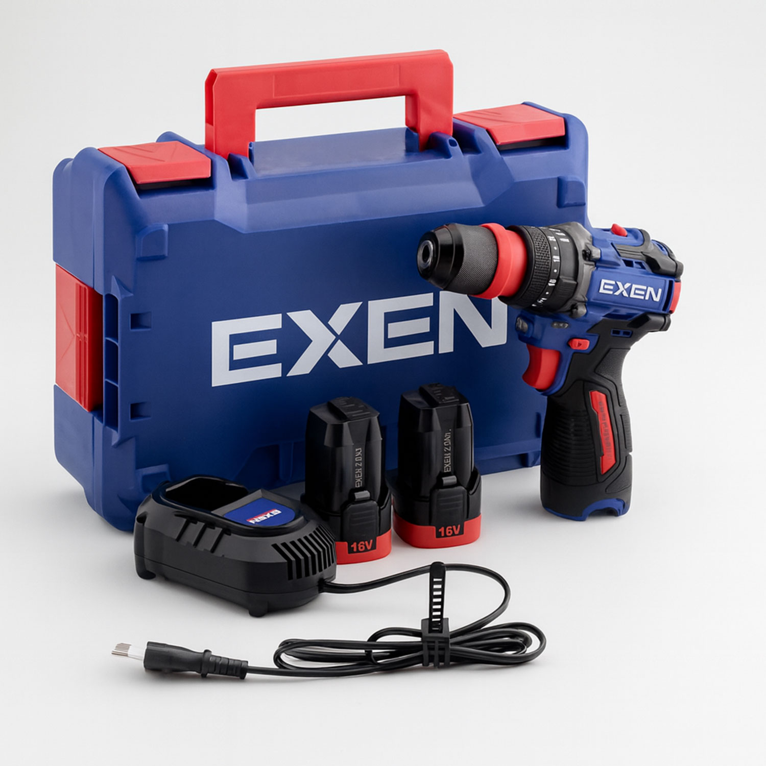 Exen EN 162 DS Kömürsüz Darbeli Akülü Matkap 16V 2Ah Li-ion Hızlı Şarj Led Işıklı Taşıma Çantalı