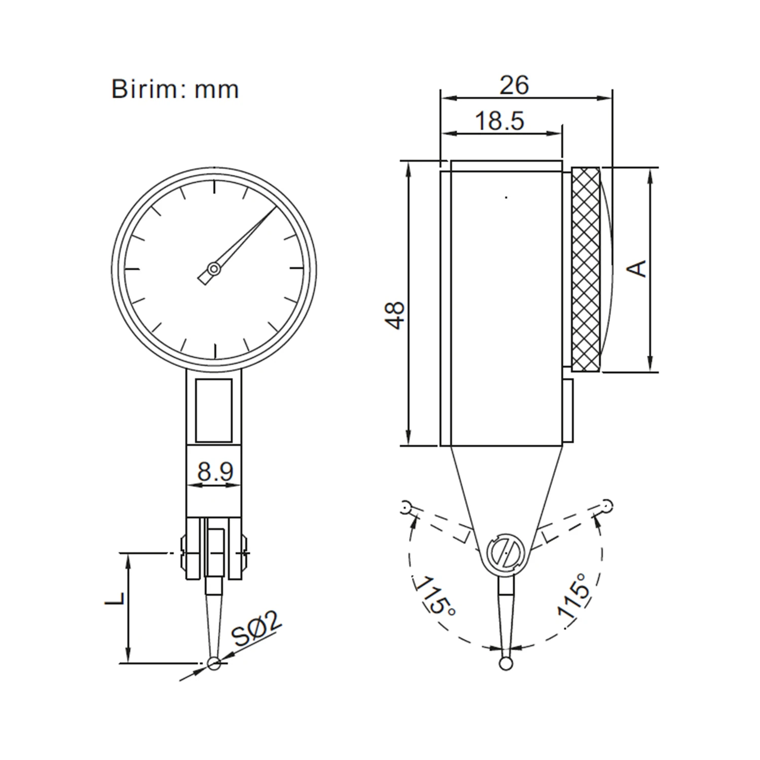DW4KSS08 Salgı Saati 0,08 mm Hassas Sapma Ölçer CNC Torna Freze İçin Yüksek Hassasiyetli Ölçüm Cihaz