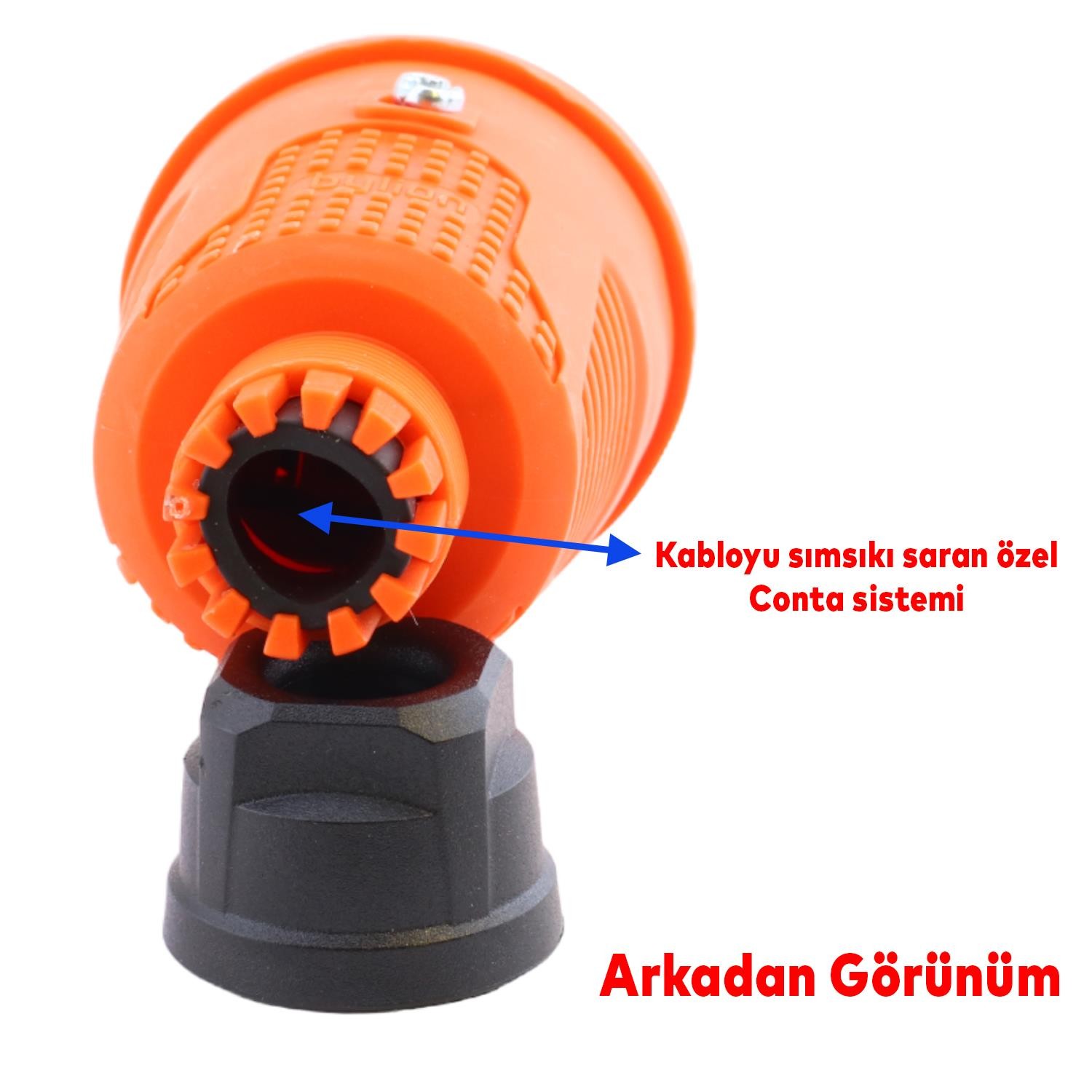 Bylion Sağlam Monofaze Kauçuklu Kablo Bahçe Dış Mekan Korunaklı IP54 Su Geçirmez Turuncu Dişi Fiş Tek 16A
