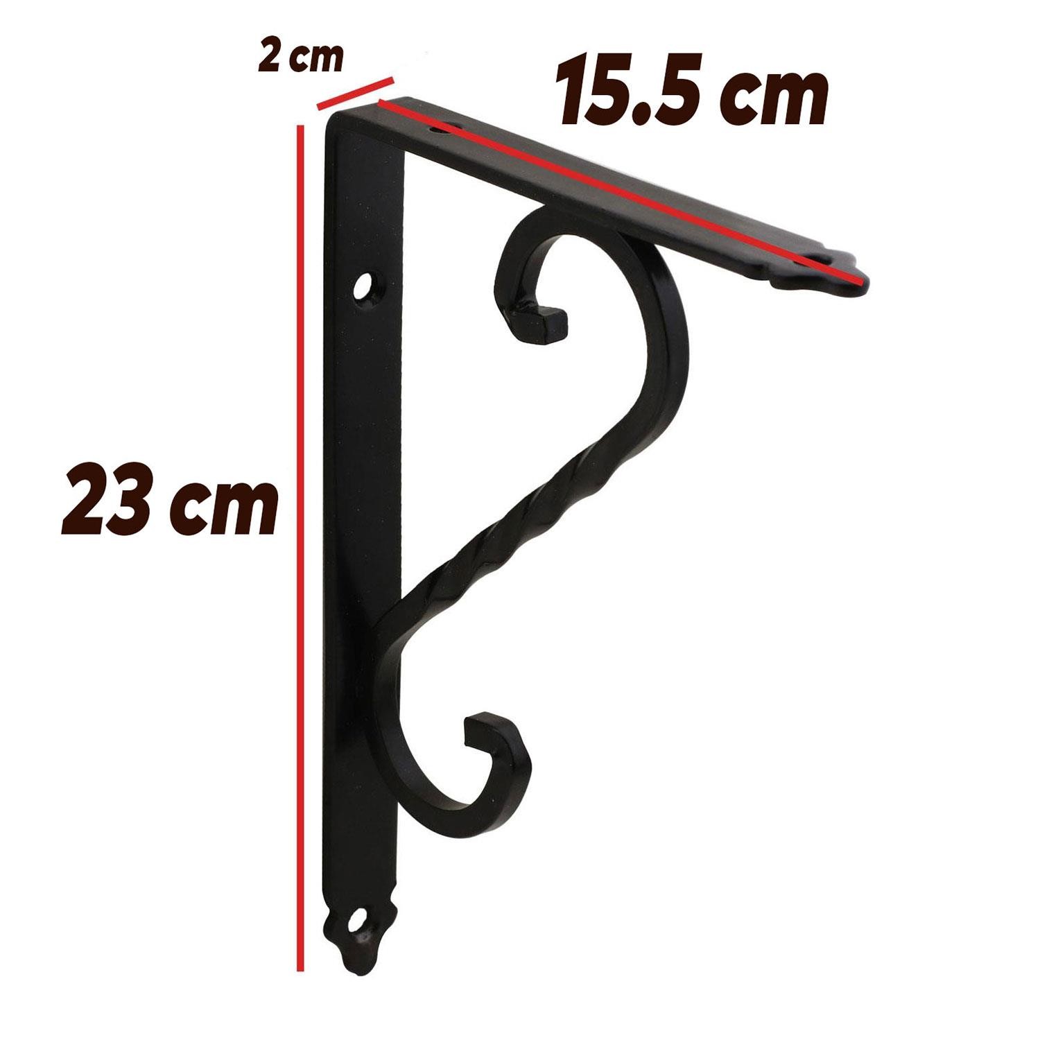 Raf Altı Raf Tutucu Ayak Ferforje Siyah 155 x 230 mm 2 ADET