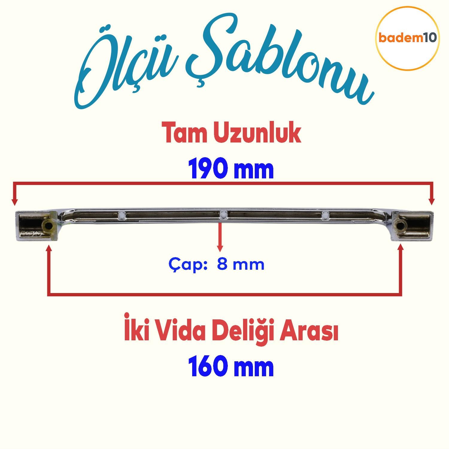 Alperen Düz Mobilya Mutfak Dolabı Çekmece Dolap Kulpu Kulbu Metal Kulpları Krom (160 MM-16.0 CM)