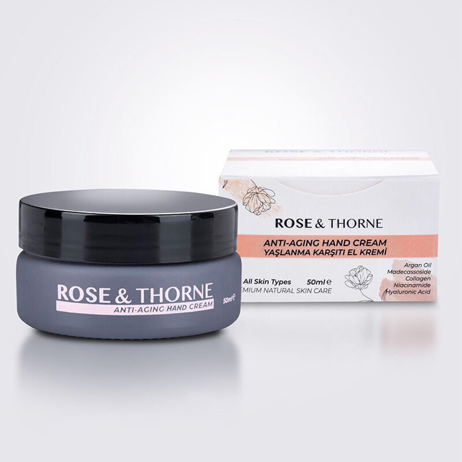 Rose Thorne 50 Ml Yaşlanma Karşıtı El Bakım Kremi Nemlendirici Argan Yağı Hyalüronik Asit Kolajen