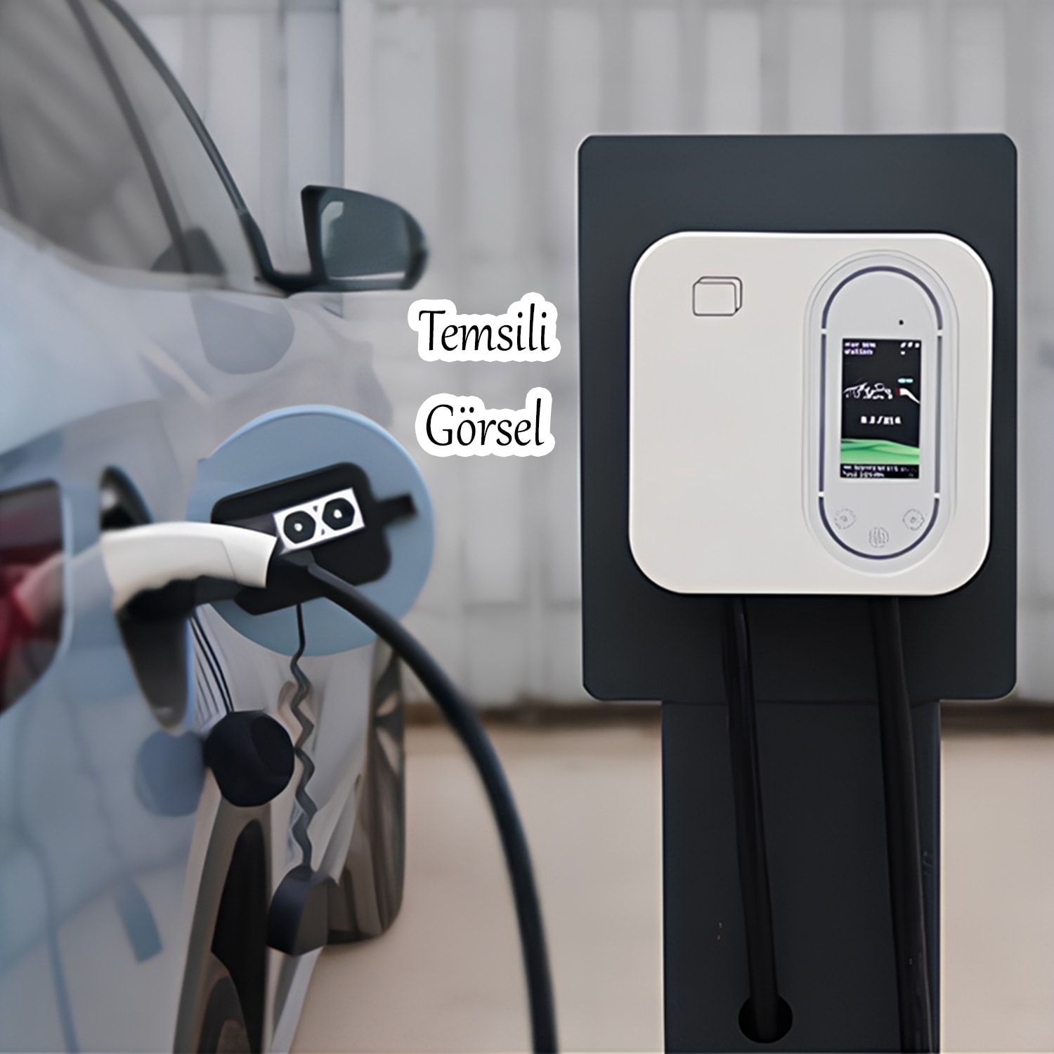 Elektrikli Akıllı Araç Şarj İstasyonu 22 KW Duvar Tipli 5 Metre Kablo Mobil Uygulamalı HCDK-22 RFID
