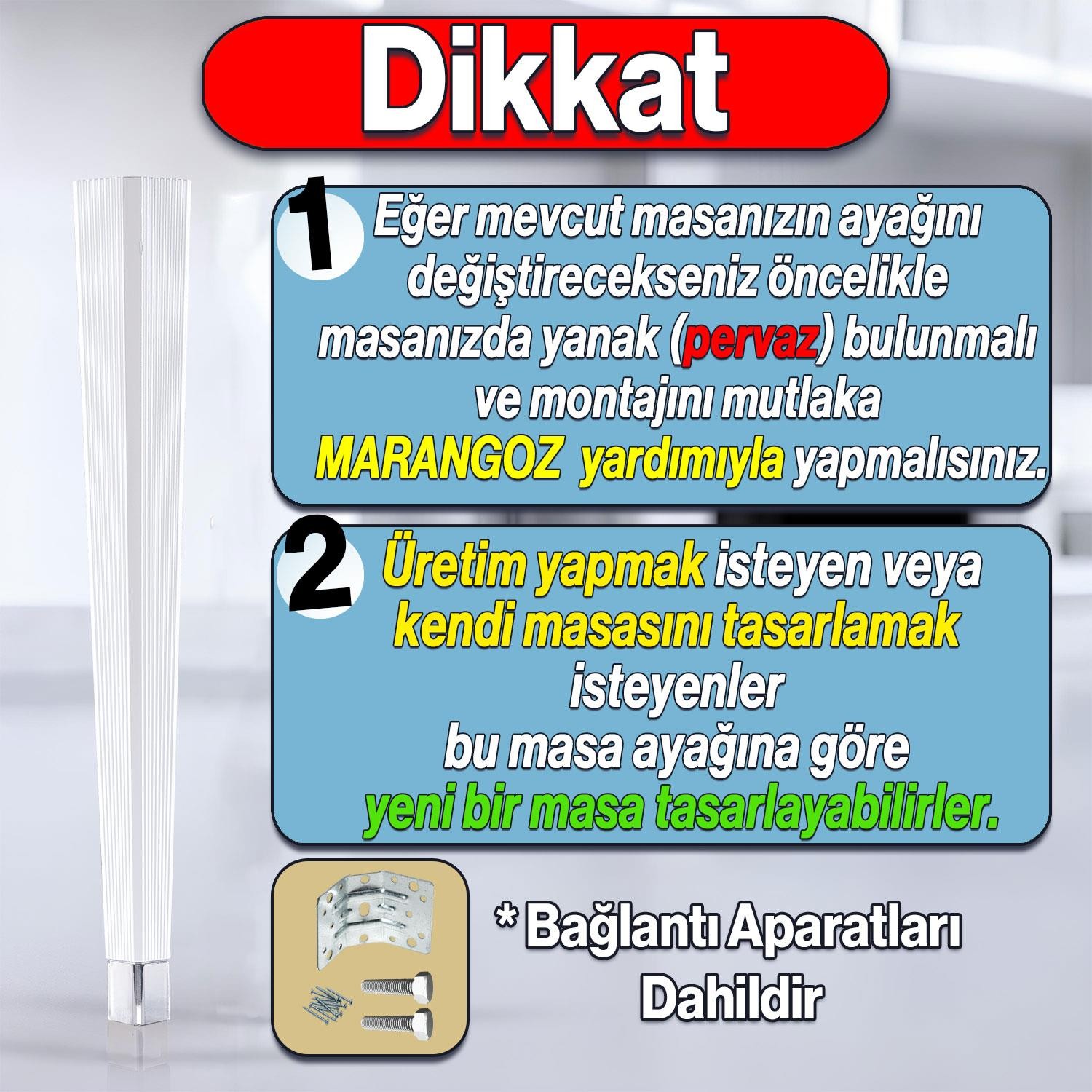 4 Adet Elit Plastik Masa Dresuar Ayağı 75 cm Beyaz Ayak Mutfak Yemek Masası Mobilya Ayakları Beyaz