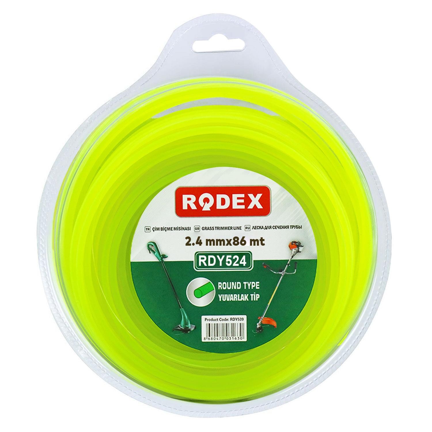 Rodex RDY524 Misina Motorlu Tırpan Yuvarlak Misina 2.4 mm 86 Metre Çim Ot Biçme Teli