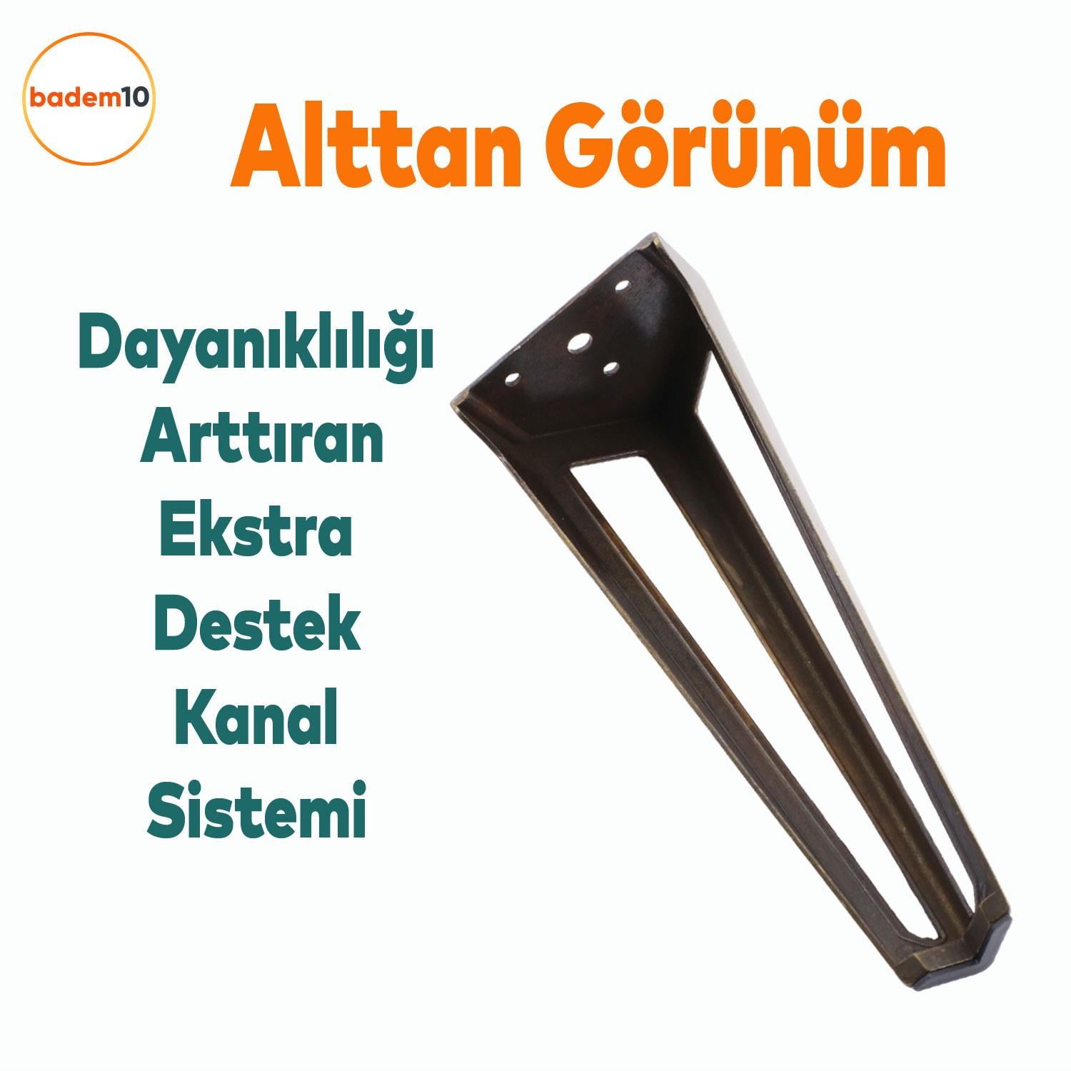 Ovit Metal Antik Sarı 20 cm Mobilya Koltuk Kanepe Konsol Tv Ünitesi Yükseltici Ayağı Ayakları 4 Adet