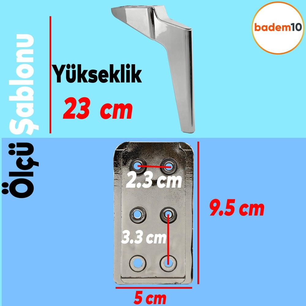 Logan Lüks Mobilya Kanepe Tv Ünitesi Koltuk Ayağı 23 Cm Krom Konsol Ayakları