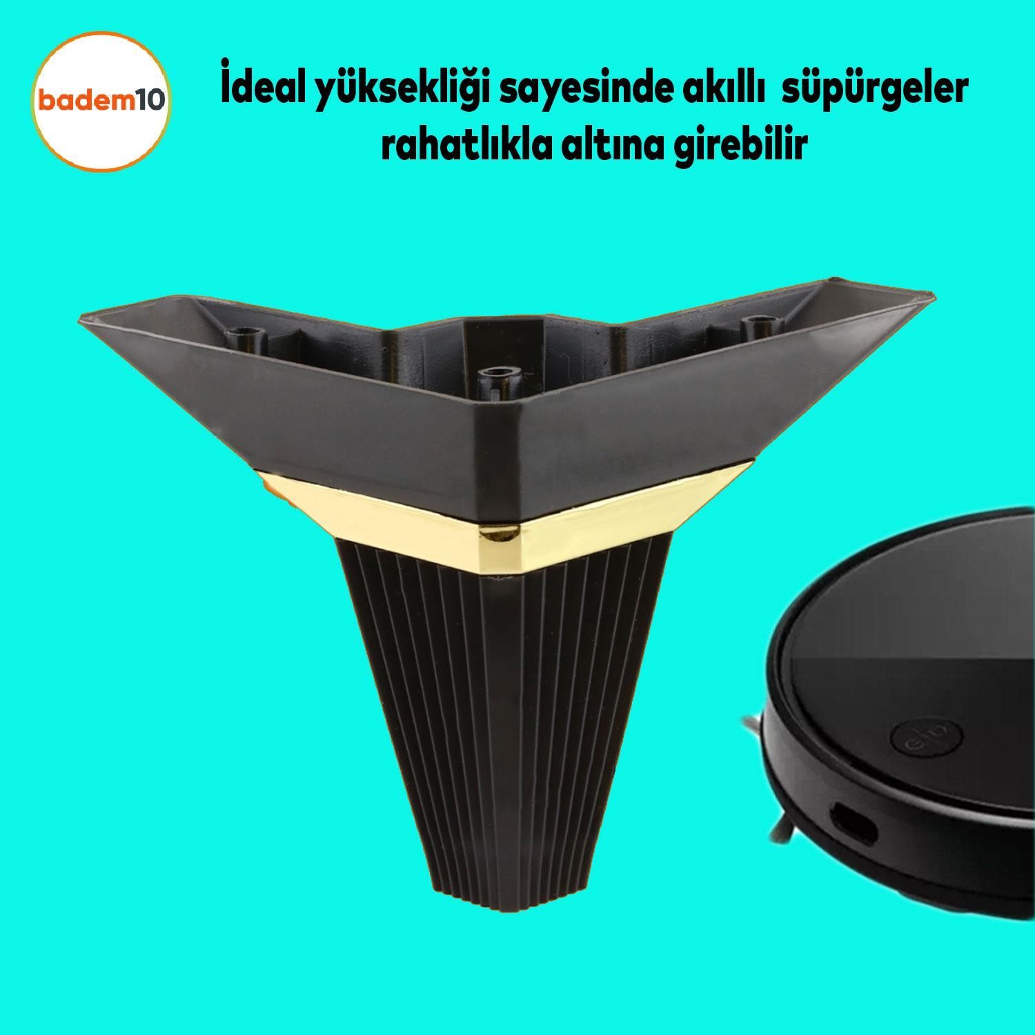 Alcazar Köşe 6'lı Set Mobilya TV Ünitesi Çekyat Koltuk Kanepe Destek Ayağı 12 cm Siyah M8 Civatalı